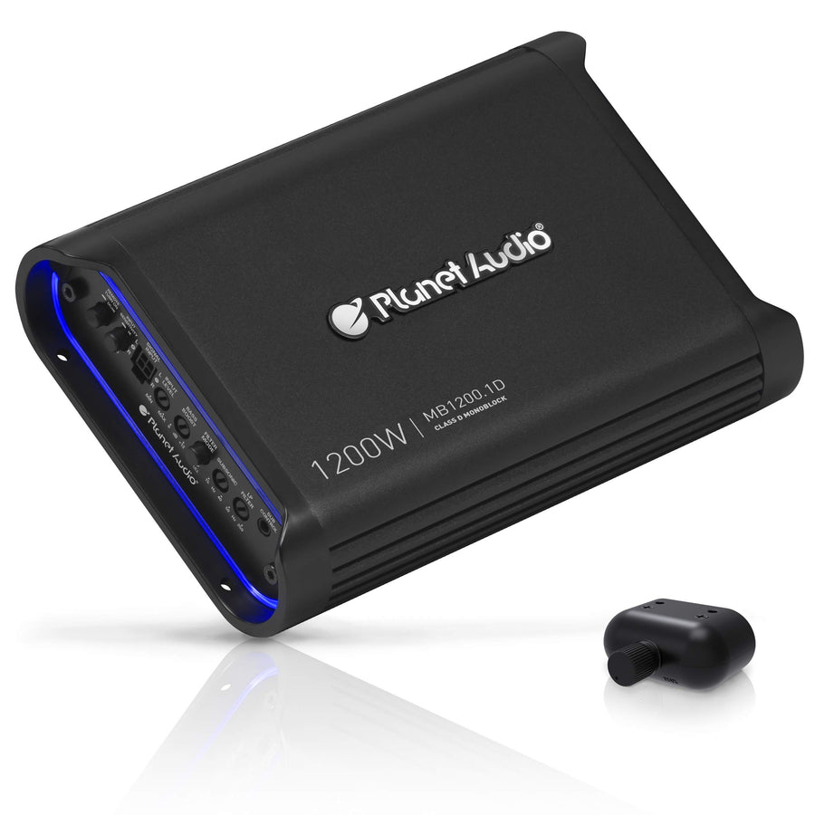 Planet Audio Mini Bang Series MB1200.1D Class D Car Amplifier - 1200 High Output, Low/High Level Inputs, Low/High Pass Crossover, Bass for Subwoofer