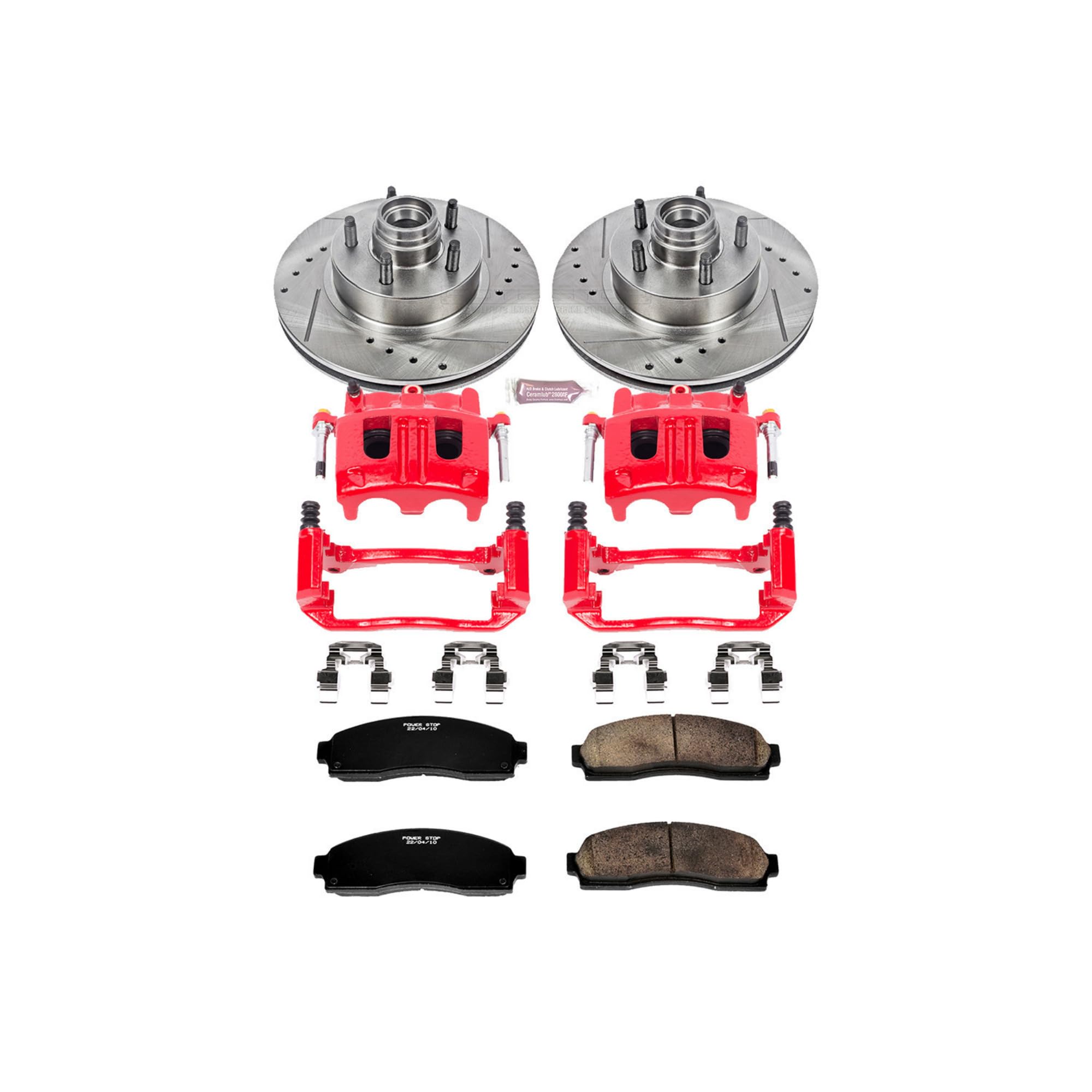 Power Stop Z23 Evolution Sport KC1857 1-Click Brake Kit with Powder Coated Calipers (Brake Pads, Drilled/Slotted Rotors) For Ford Ranger, Mazda B2300, Mazda B3000, Mazda B4000 [Model Specific]