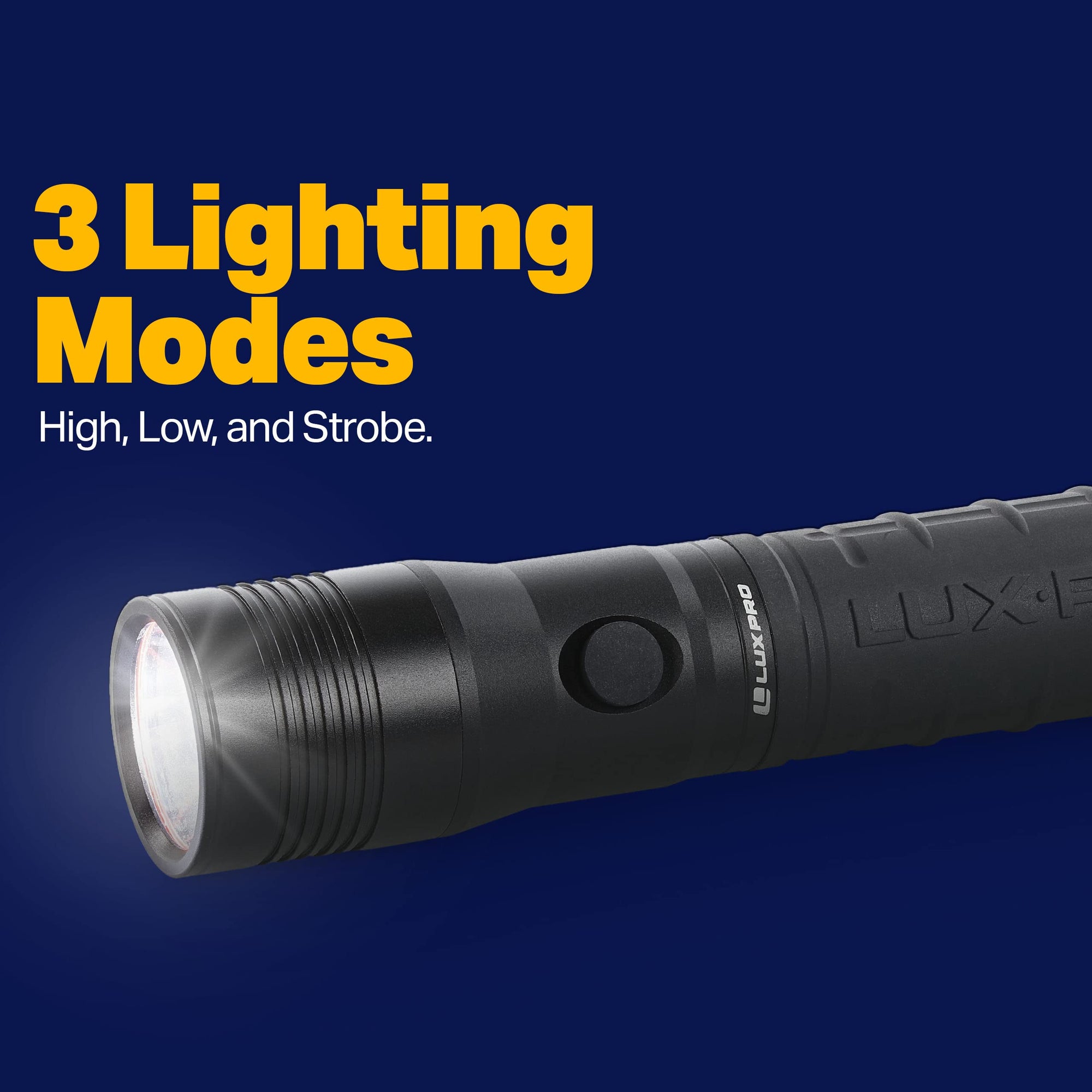 LP1100V3 LUXPRO 2D Size High-output Handheld Flashlight, 455 Lumens, Tackgrip, LPE Optics, Side Button
