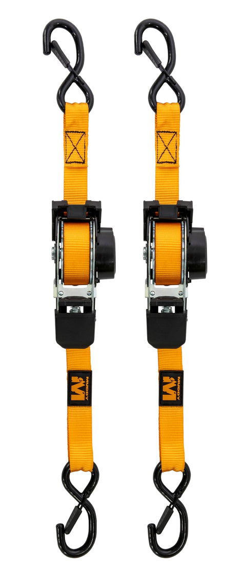 1”X10’ Muddy Retractable Ratchet Straps/Orange / 2-Pack
