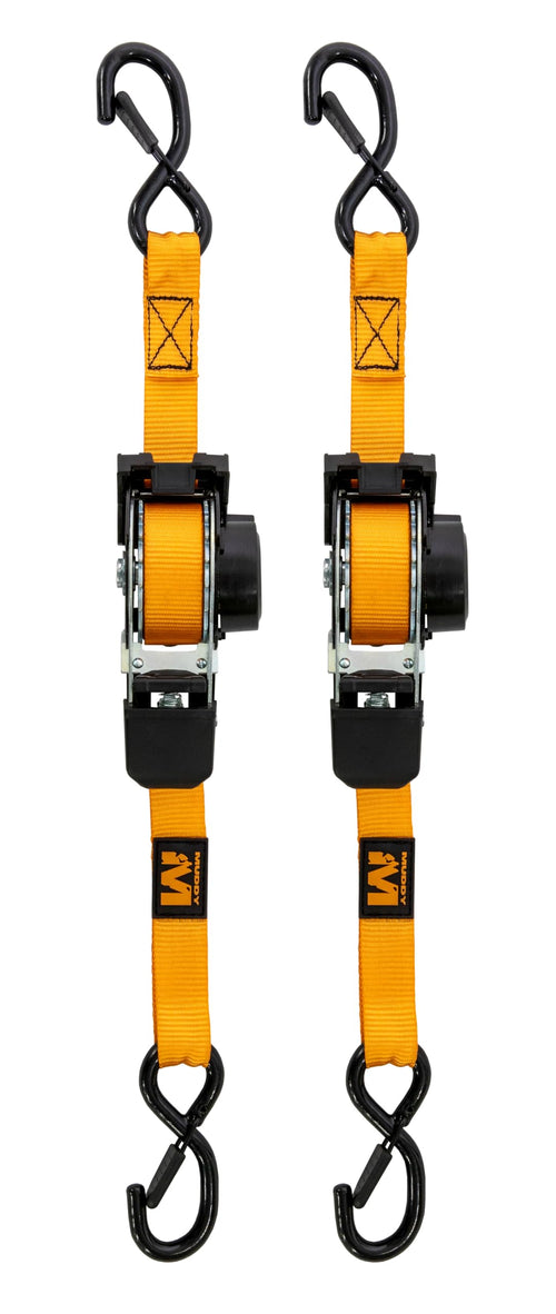 1”X10’ Muddy Retractable Ratchet Straps/Orange / 2-Pack