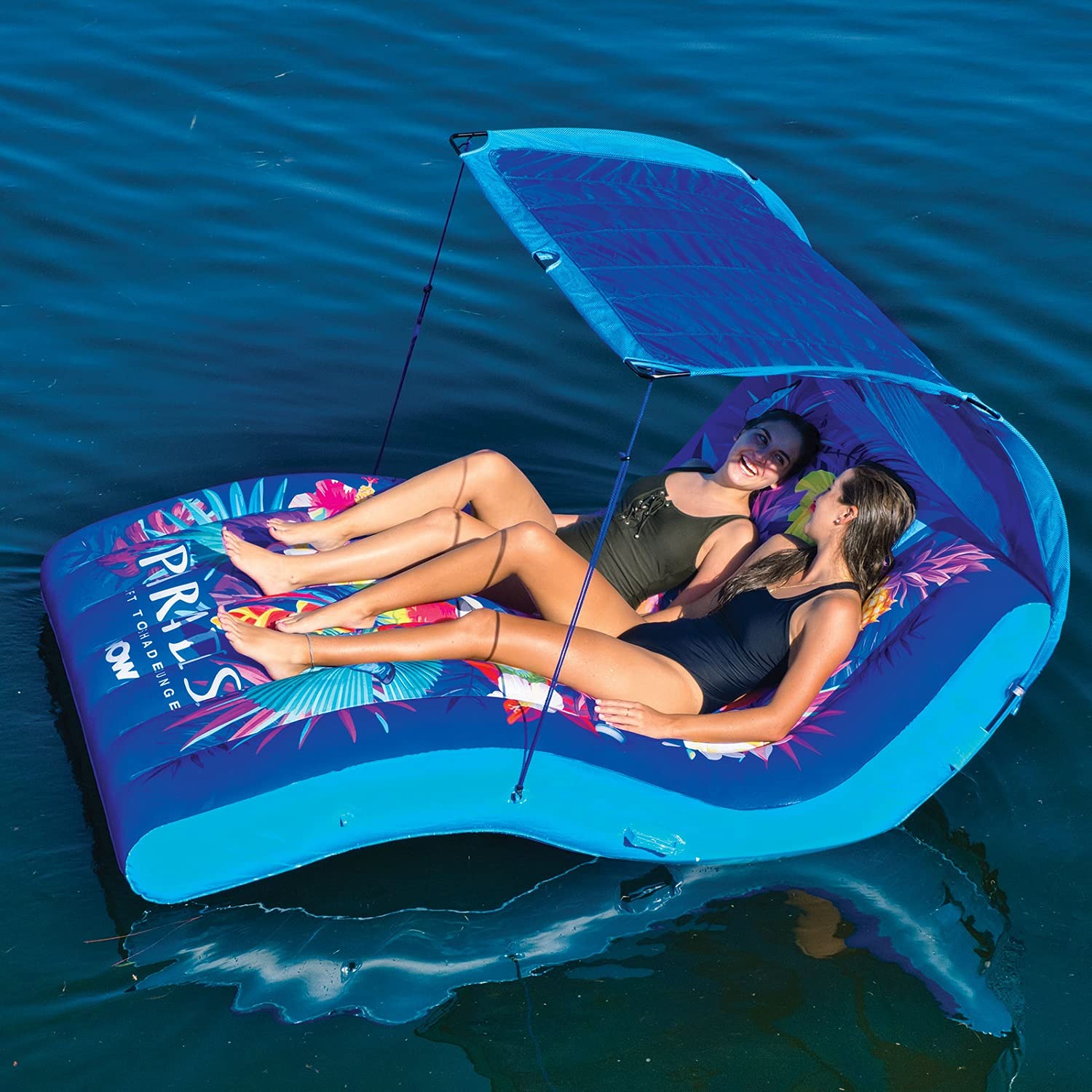 Paradise Lounger - WOW Sports - Ergonomic Floating Chair - 2 Person Pool Float With Canopy