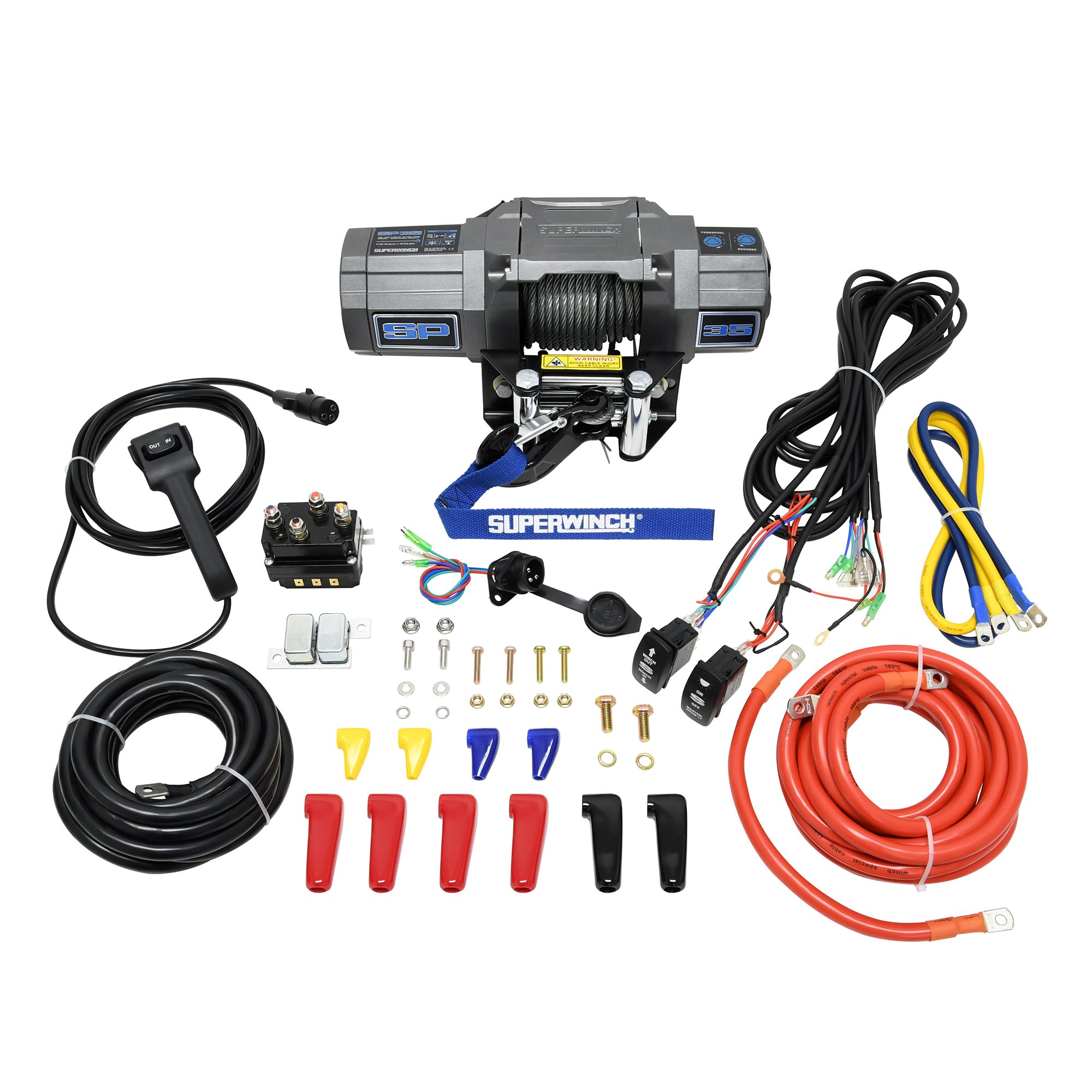 SP 35, SUPERWINCH 3500 lb Capacity, Roller Fairlead, 10 ft Remote, 7/32 in x 40 ft Steel Rope, 12V, Kit