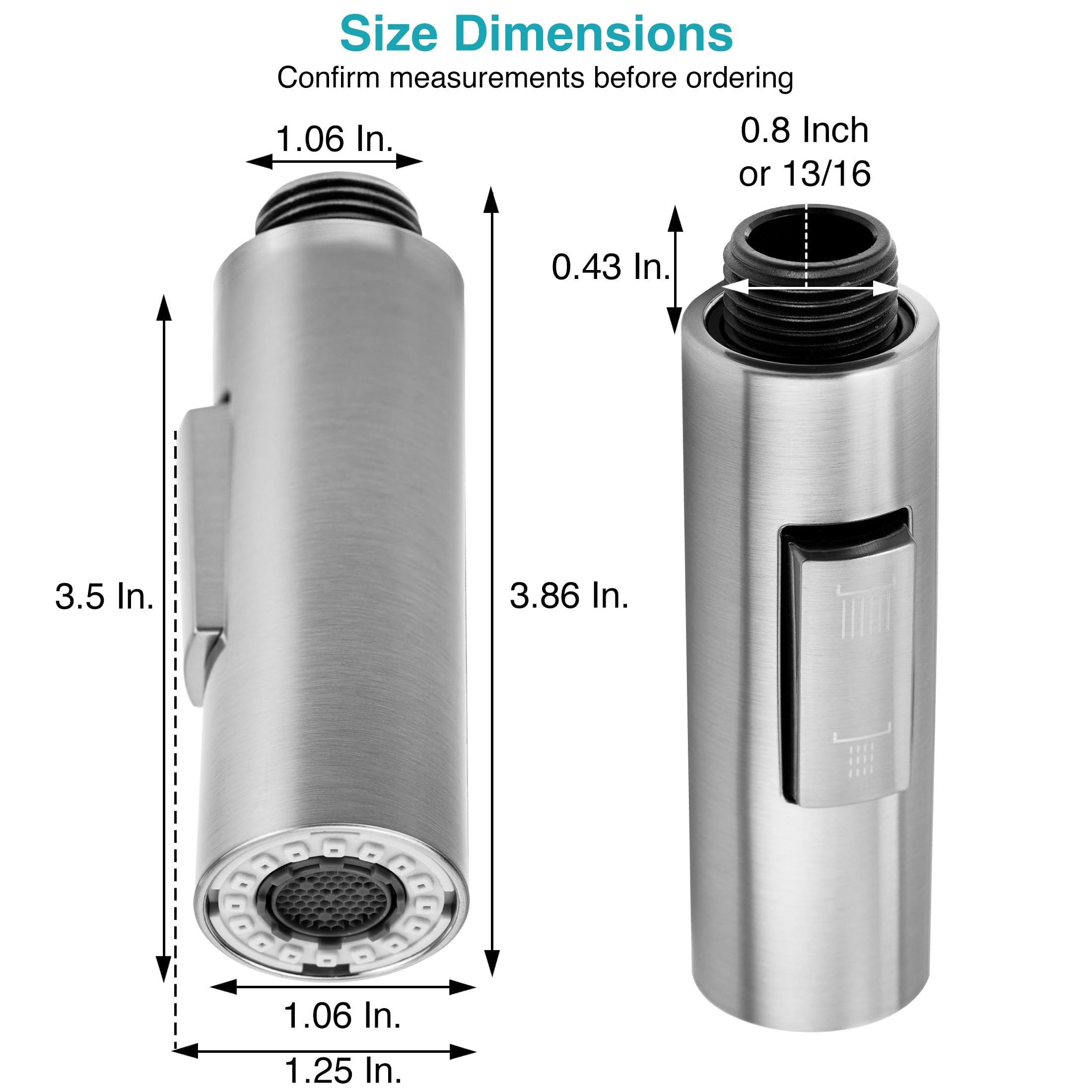 Dura Faucet Replacement Pull-Down Sprayer - Brushed Satin Nickel Streamline