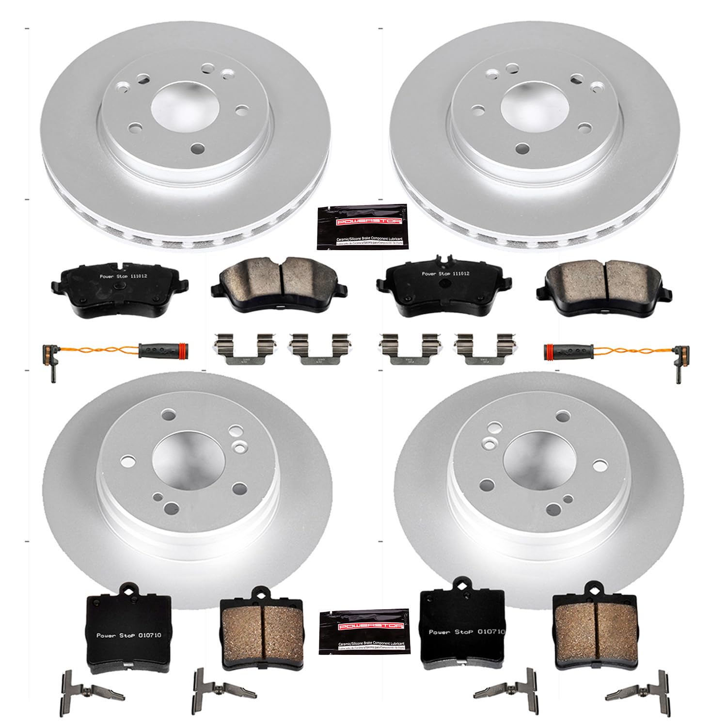 Power Stop Z23 Evolution Geomet Coated Brake Kit Front and Rear For Mercedes-Benz C230 2002-2005, Mercedes-Benz C240 2001-2005 [Model Specific]