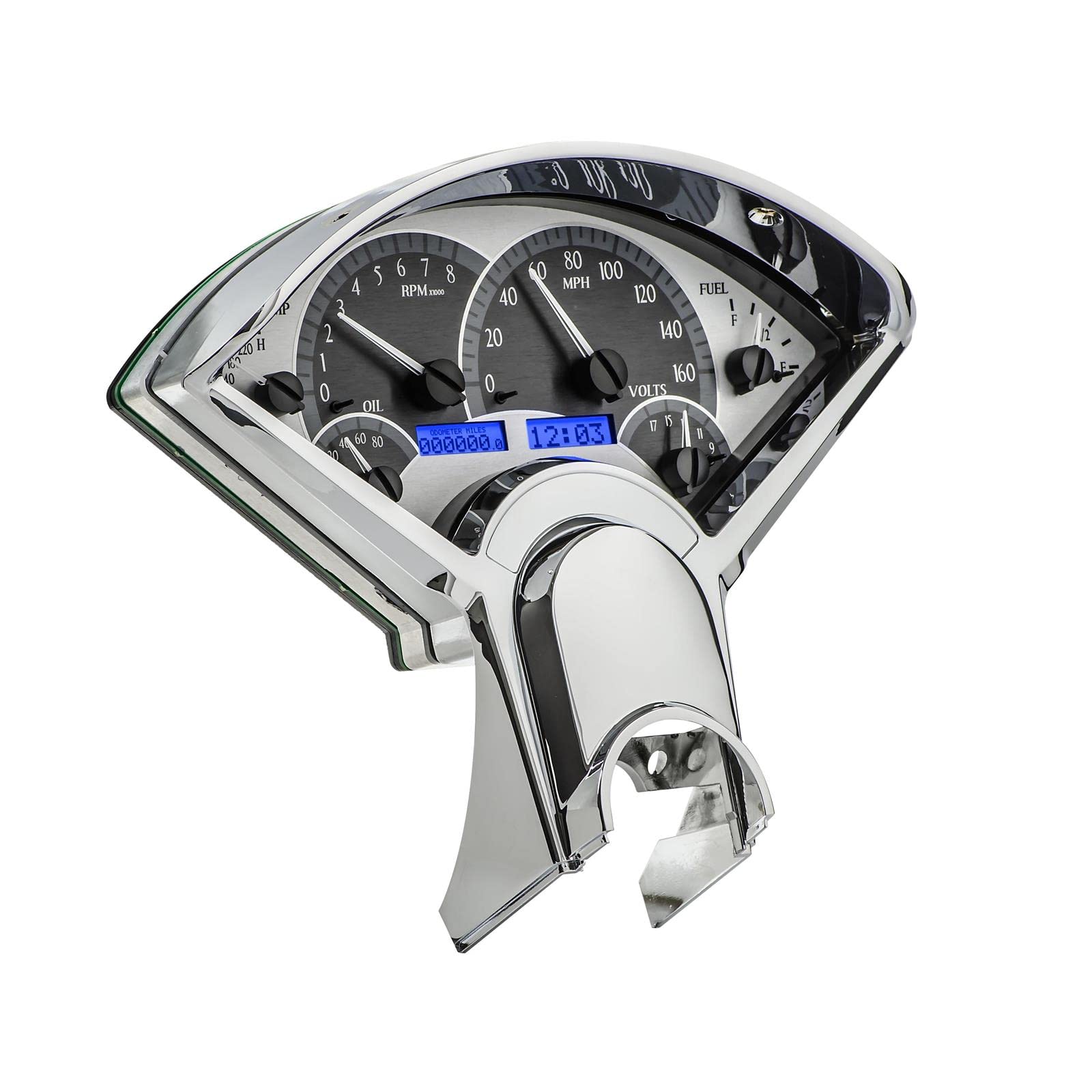 Silver Face 1955-56 Chevy Car VHX System - Blue Display