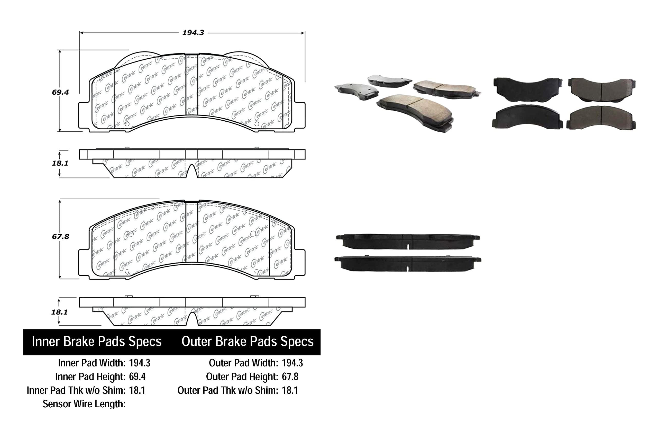 105.14140 Centric POSI-QUIET Automotive Brake Pads