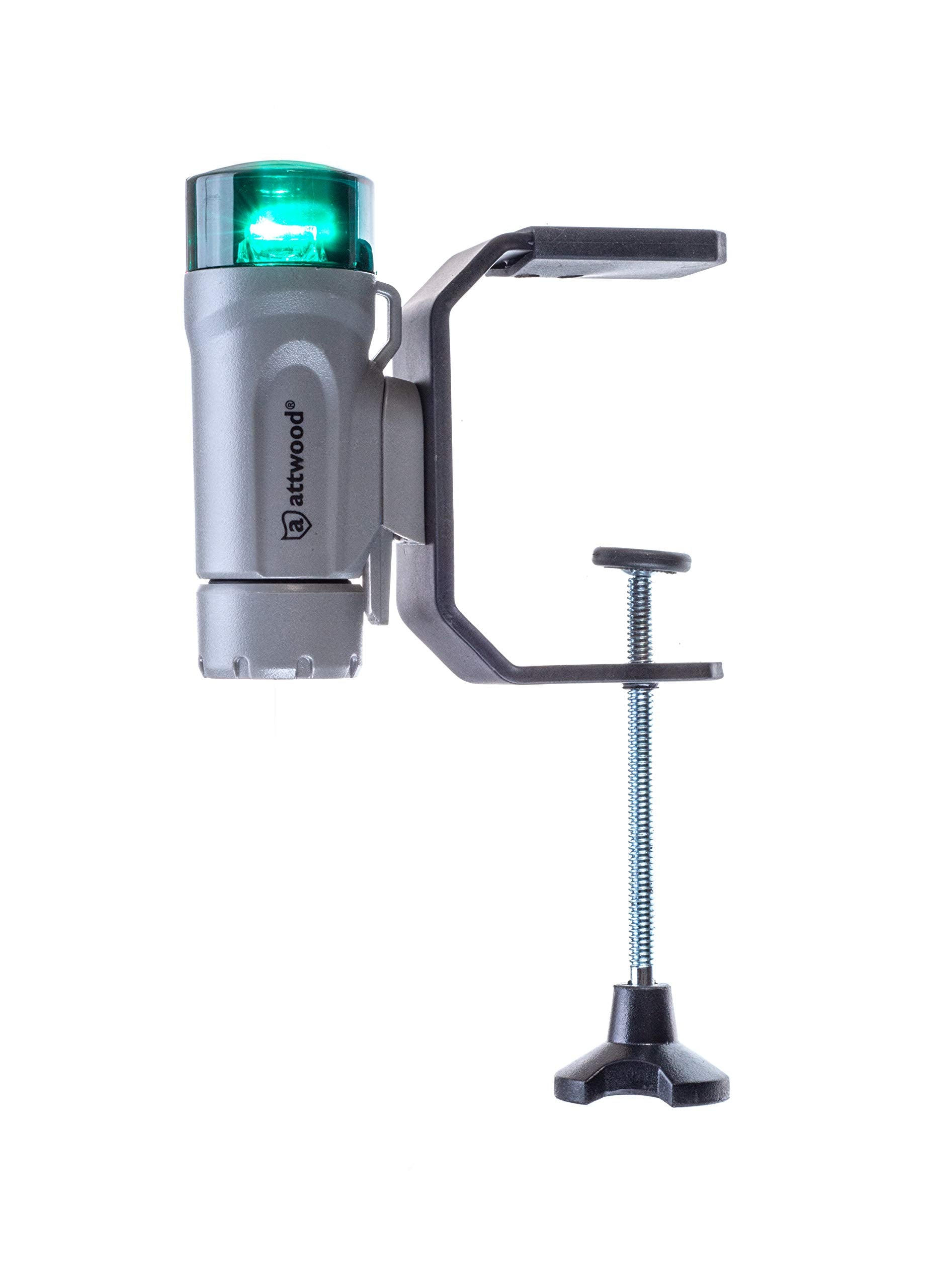 Portable Navigation Light Kit Attwood 14194-7, LED Bow Light, LED Stern Light, C-Clamp Mount, Marine Gray
