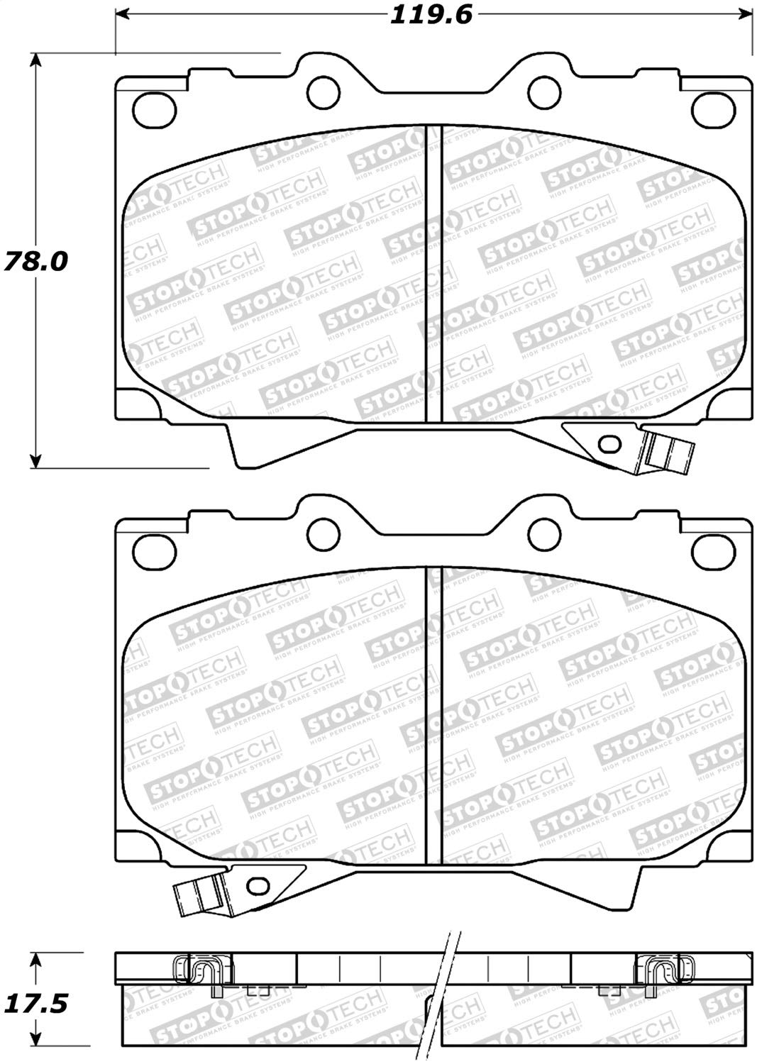 Front StopTech 308.07720 Brake Pads with Shims and Hardware Street