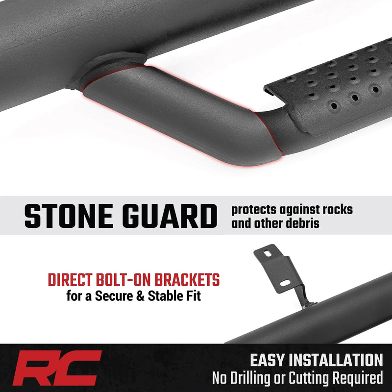 Rough Country Nerf Step Bars for Tacoma Toyota (2024-2025) Double Cab - Rugged Full Length Nerf Bars with Side Steps, Bolt-On Install