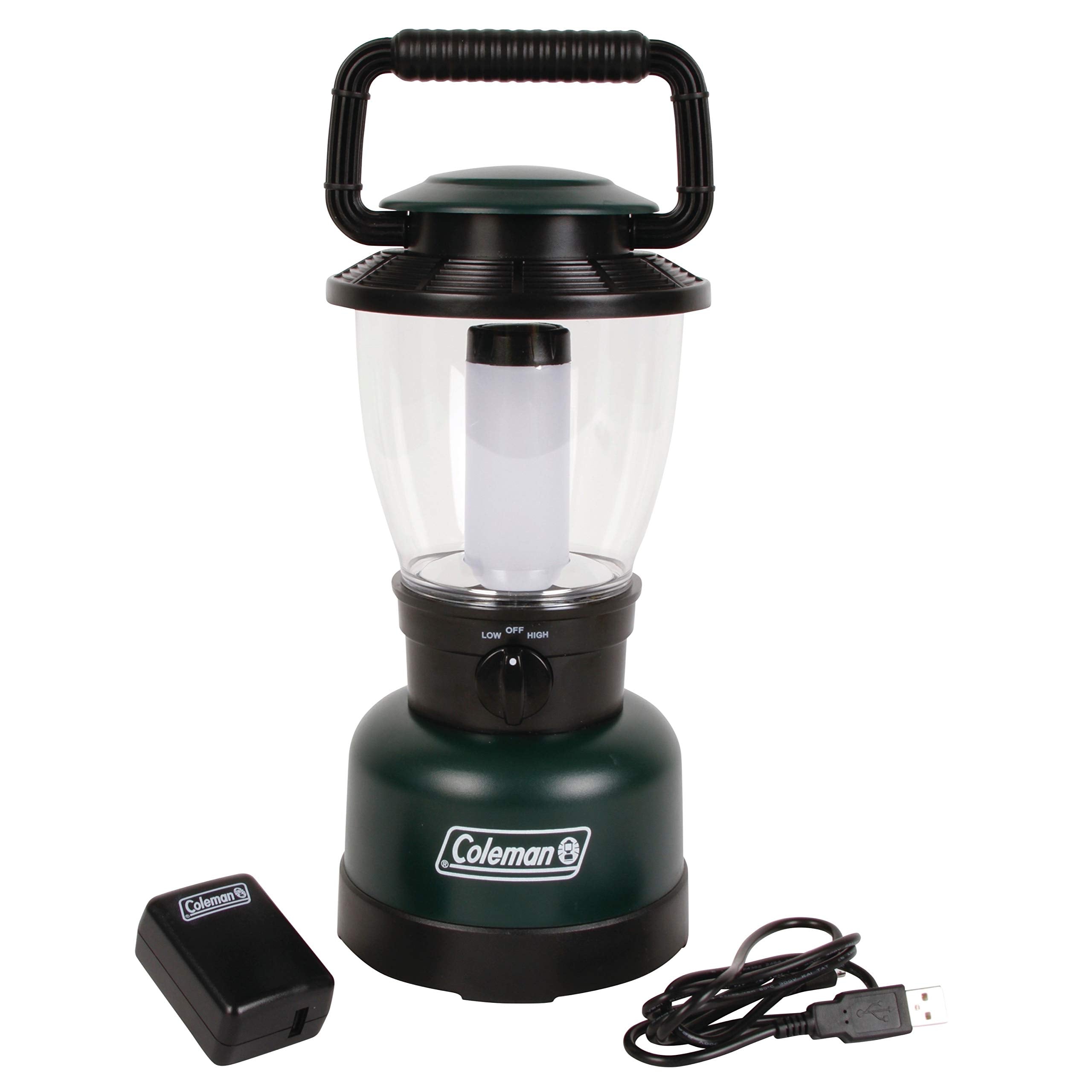 Rugged Coleman Rechargeable 400 Lumens LED Lantern, Impact & Water-Resistant Lantern with USB Charging Port, Lifetime LEDs Never Need Replacing