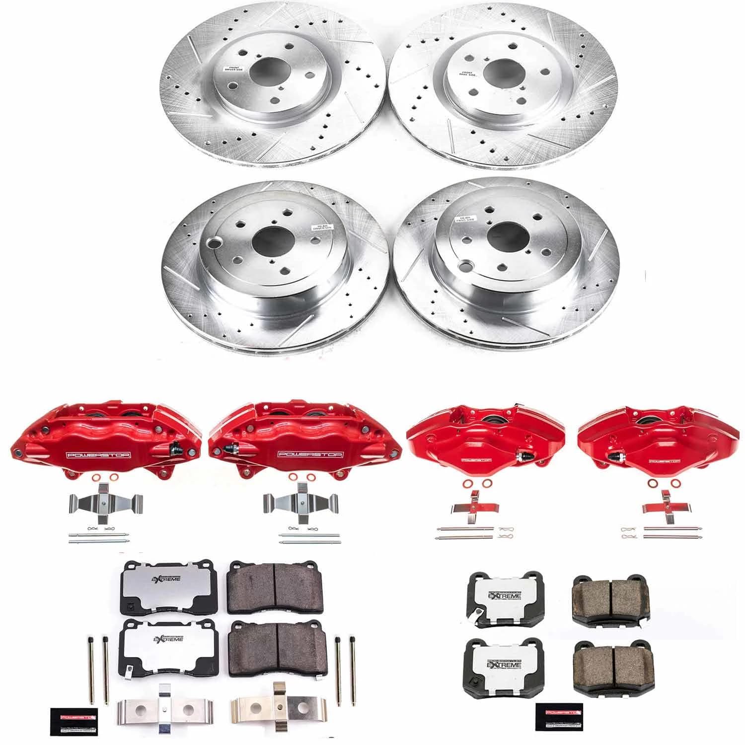Power Stop Z26 KC4490-26 Front & Rear Street Warrior Brake Kit Subaru For Subaru Impreza 2008-2014, Subaru WRX STI 2015-2017 [Model Specific]