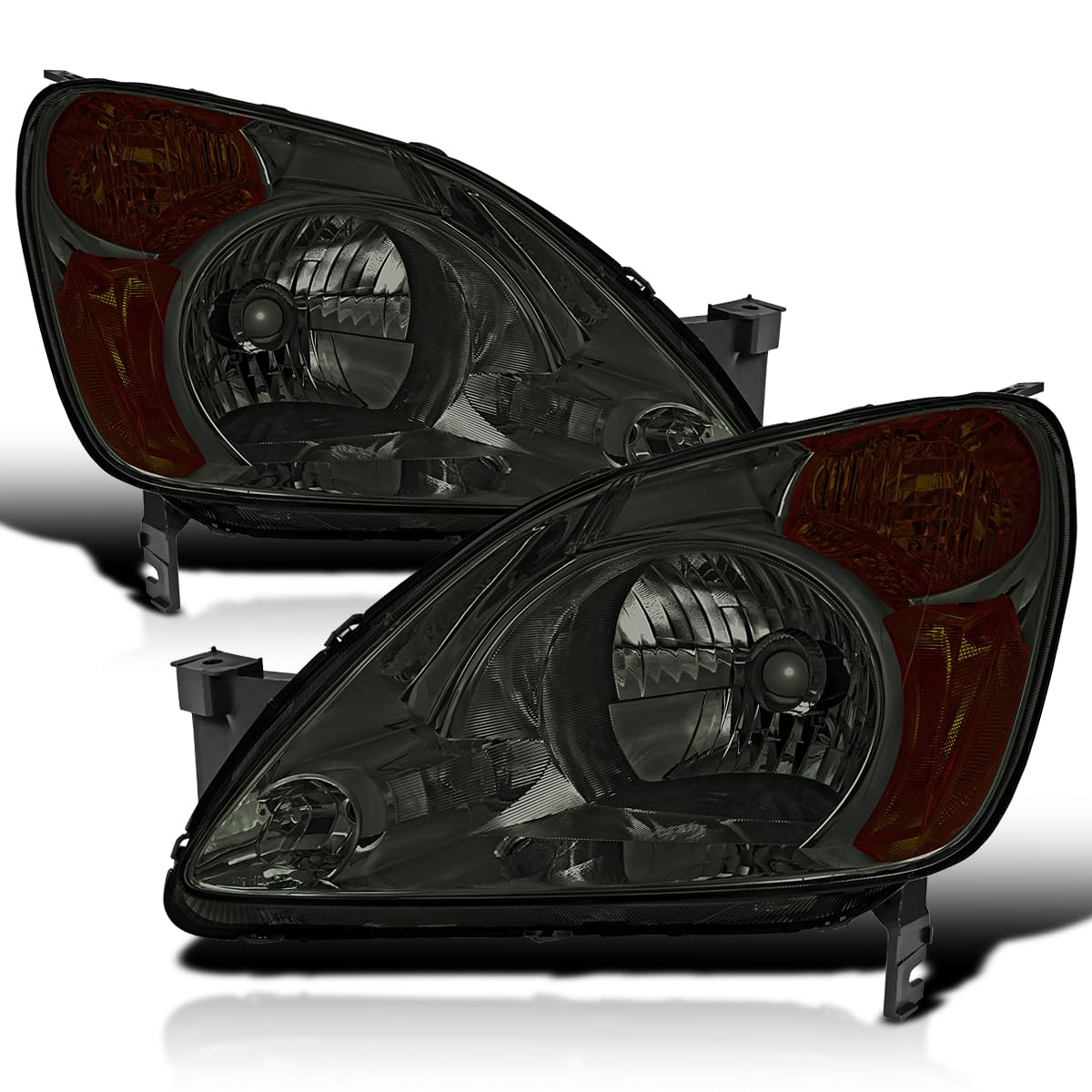 Smoke SPEC-D TUNING Replacement Headlights Compatible with 2002-2004 Honda CR-V CRV Left + Right Head Lamps Assembly