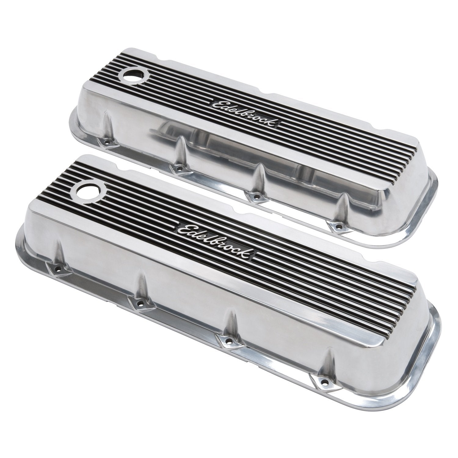 Elite II Series Edelbrock Valve Cover Polished Raised Fins 3.0 in. Overall Height