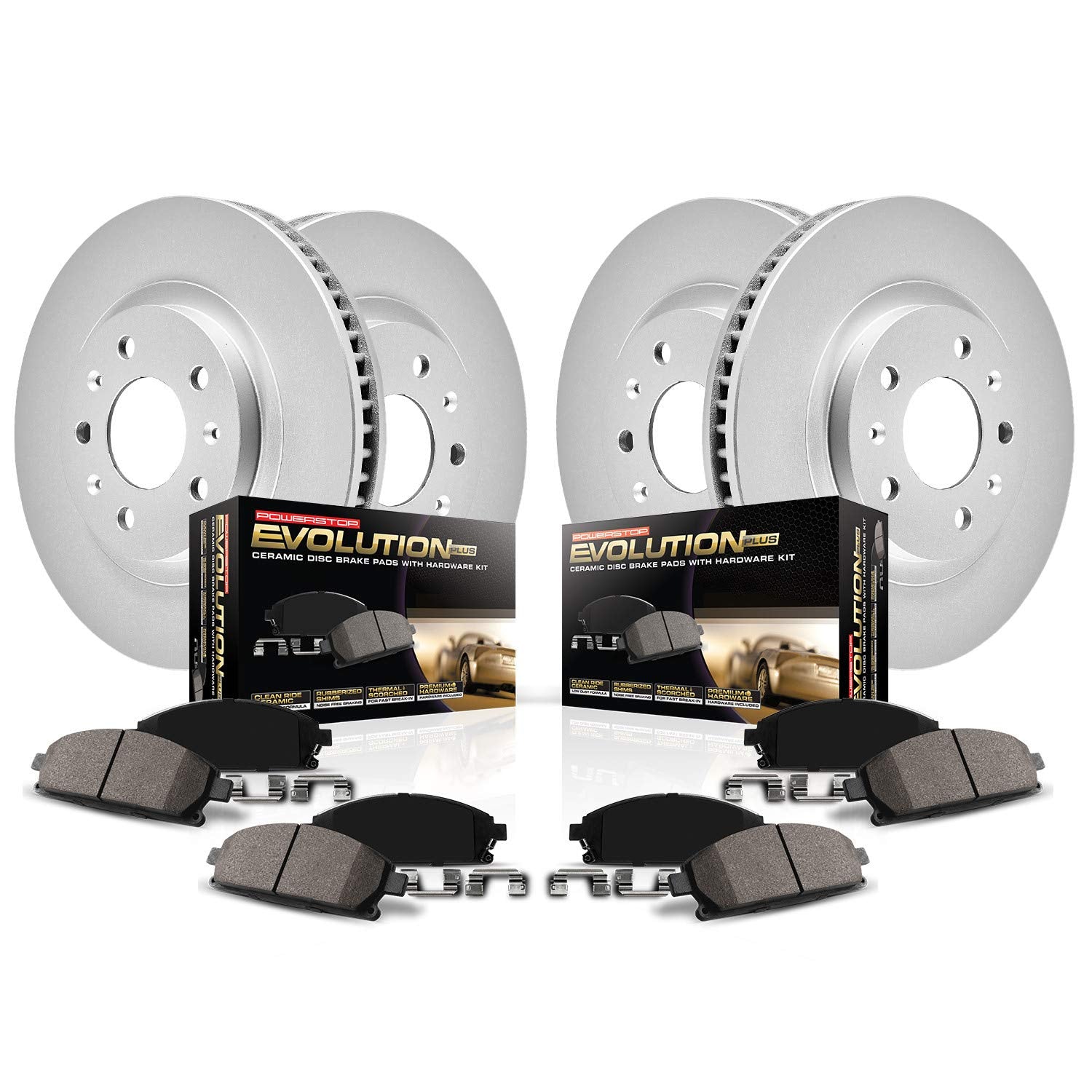Power Stop Coated Rotor CRK4416 Front and Rear Brake Kit- Coated Brake Rotors & Z17 Ceramic Brake Pads