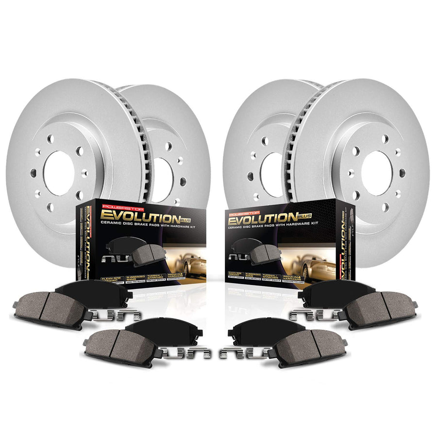 Power Stop Coated CRK6797 Brake Kit Front and Rear - Coated Brake Rotors & Z17 Ceramic Brake Pads For Tesla S 2012-2021 | Tesla X 2016-2021 [Vehicle Specific]