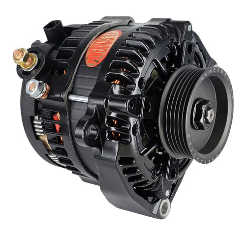 Alt GM Denso Powermaster Black 245A 3" 6 grv Under Drive Pulley 2 pin OE Hookup FR-L VR HPR