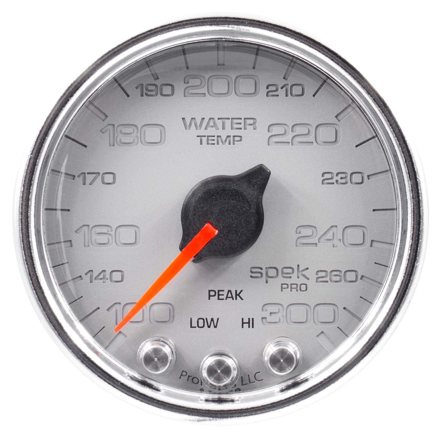 Gauge AUTO METER P34621 Water Temp (Spek-Pro 2 1/16", 300ºf, Stepper Motorwith Peak & Warn, Slvr/Chrm, Spek-Pro)