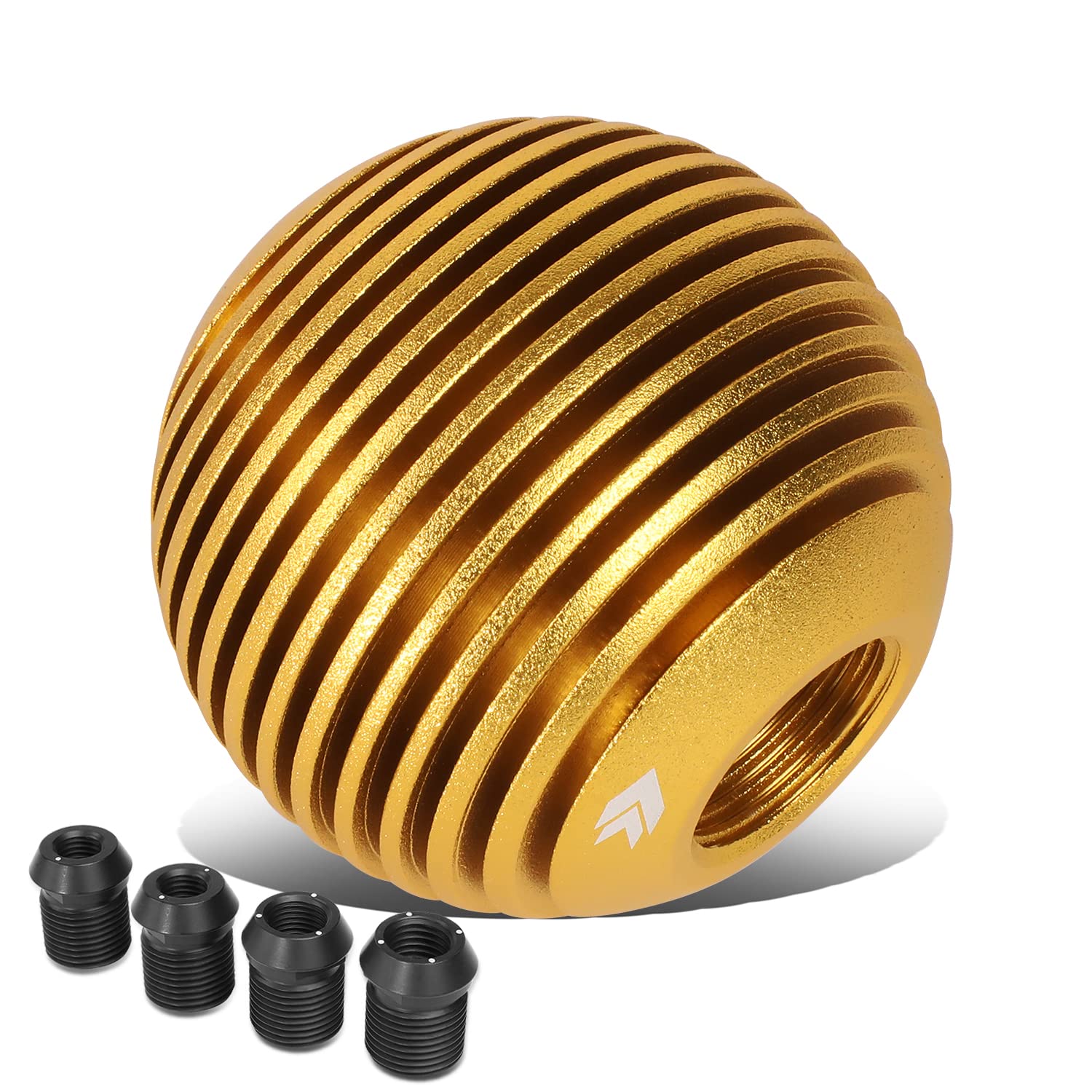 NRG Innovations Universal Aluminum SK-703GD Shift Knob with Thread Adapters, Heat Sink Style Round Ball Shape, Gold