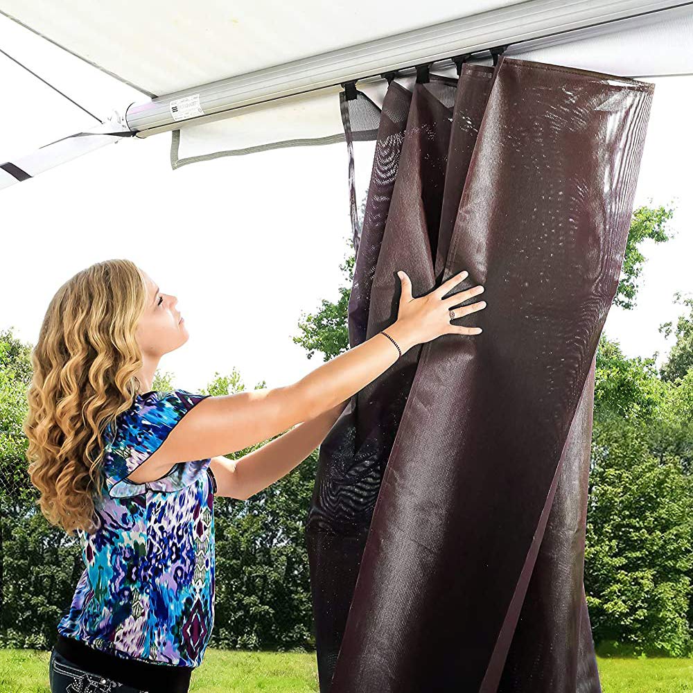 RV Awning Shade Kit Camco | Features Mesh Fabric, Retractable, and Measures 54-Inches x 180-Inches (51457)