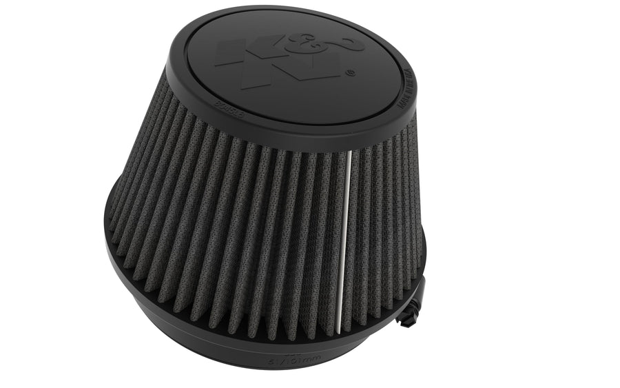 K&N Lifetime Universal Dryflow Clamp-On Air Filter: Washable, Oil-Free, Dry Synthetic: Flange Diameter: 5 In, Filter Height: 4 In, Flange Length: 1 In, Shape: Centered, RU-3120HBK