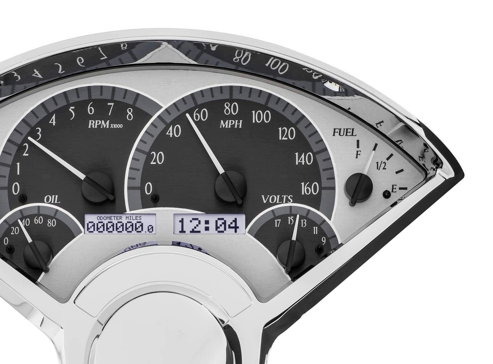 Dakota Digital VHX-55C-S-W 55 56 Chevy Car Analog Dash Gauges Silver Alloy White