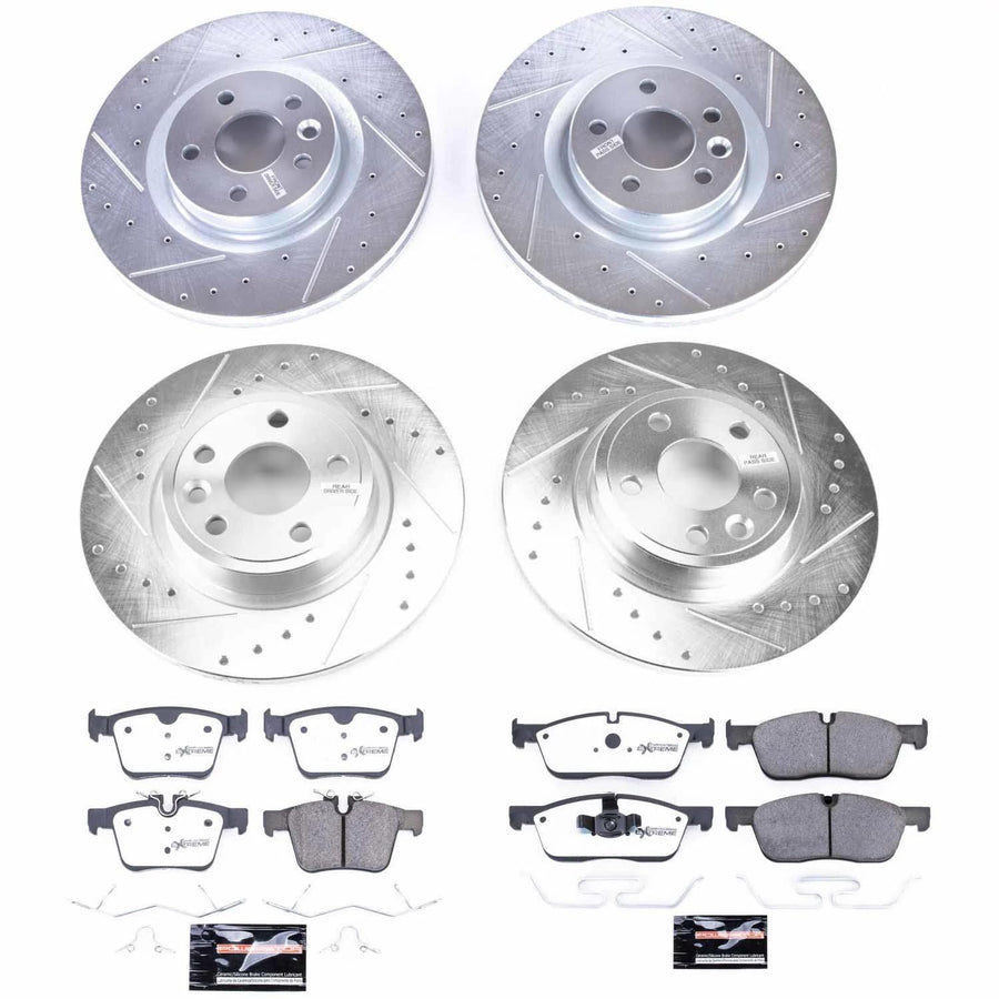 Power Stop K8108-36 Z36 Truck & Tow Front and Rear Brake Kit, Carbon Fiber Ceramic Brake Pads and Drilled/Slotted Brake Rotors For Jaguar E-Pace 2018-2019 [Model Specific]