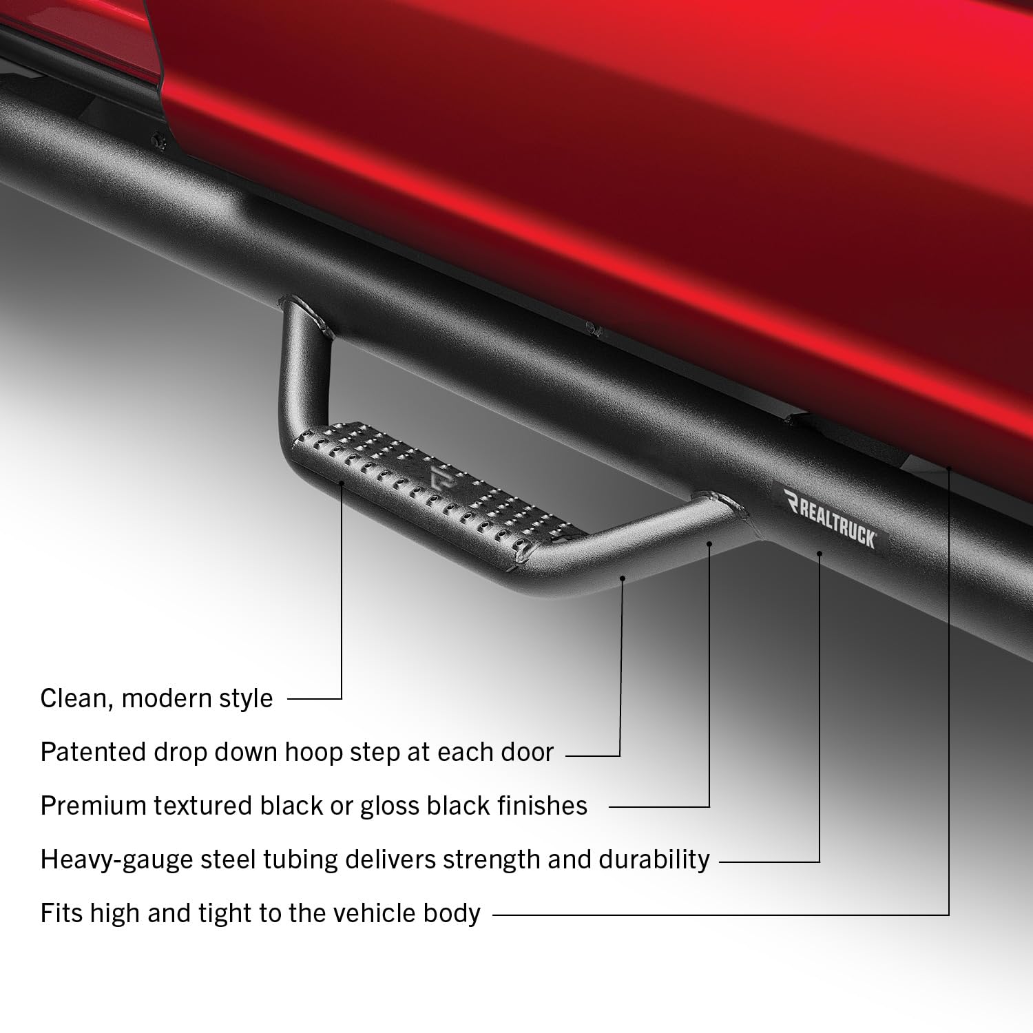 N-Fab Steps Nerf | Gloss Black, Wheel-to-Wheel w/ Bed Access | D1594CC-6 | Fits 2015.5-2018 Dodge RAM 1500 (Classic Model Only) Crew Cab 5.7' Short Bed, SRW Gas