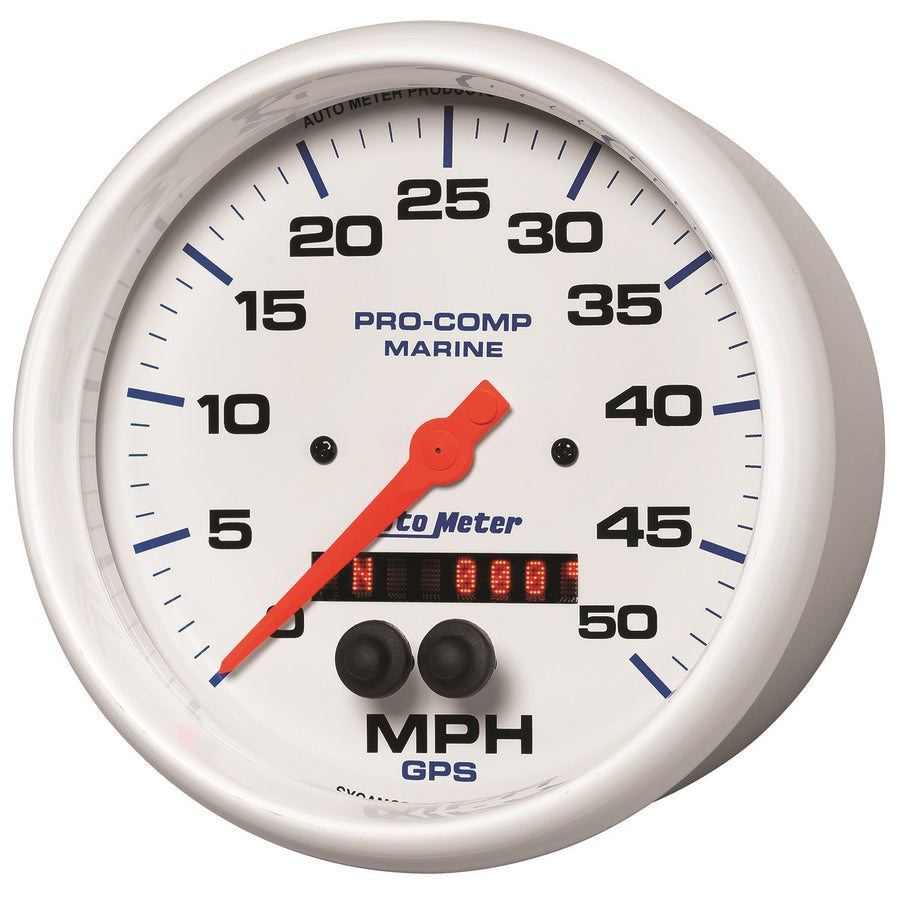 Speedometer AutoMeter 200644 Gauge (Marine White 5", 50Mph, GPS, Marine White)