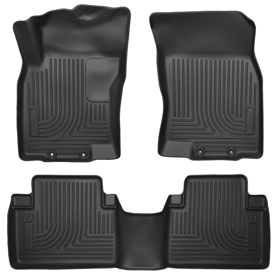 Weatherbeater Husky Liners Floor Mats | Fits 2014-2020 Nissan Rogue (Excludes Sport & Select Models); 2014-2015 Nissan X-Trail | Front & 2nd Row, 3-pc Black - 98671