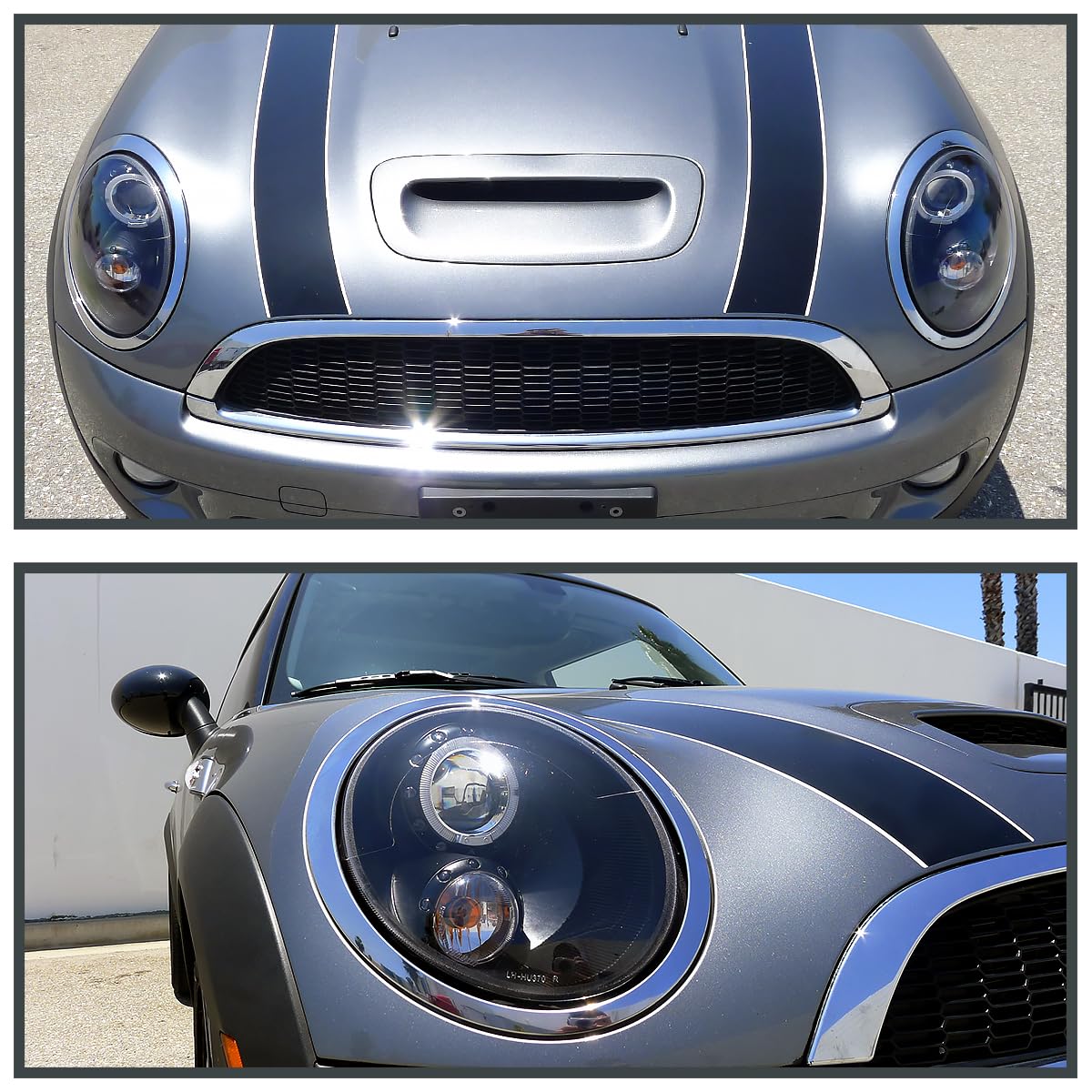 Halo Ring Black Projector Headlights SPEC-D TUNING Compatible with 2007-2013 R56 MINI Cooper Models, Left + Right Pair Headlamps Assembly