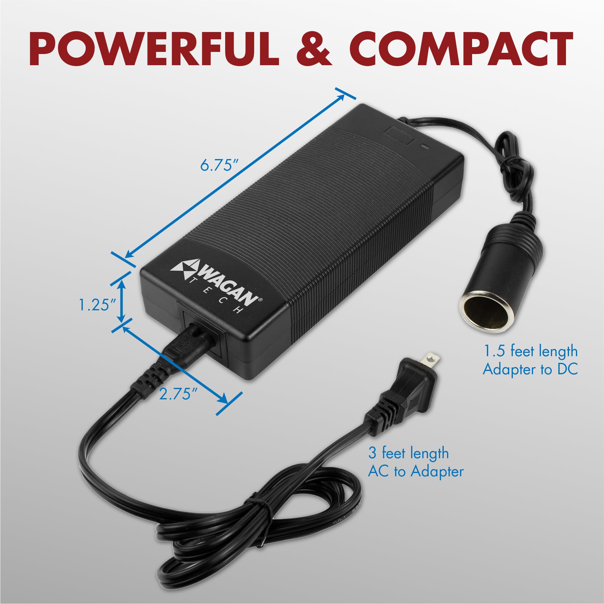 Wagan 10 Amp EL9904 110V 240V AC to DC Power Adapter 100-240V 10A to 12V Car Cigarette Lighter Socket AC/DC Power Converter