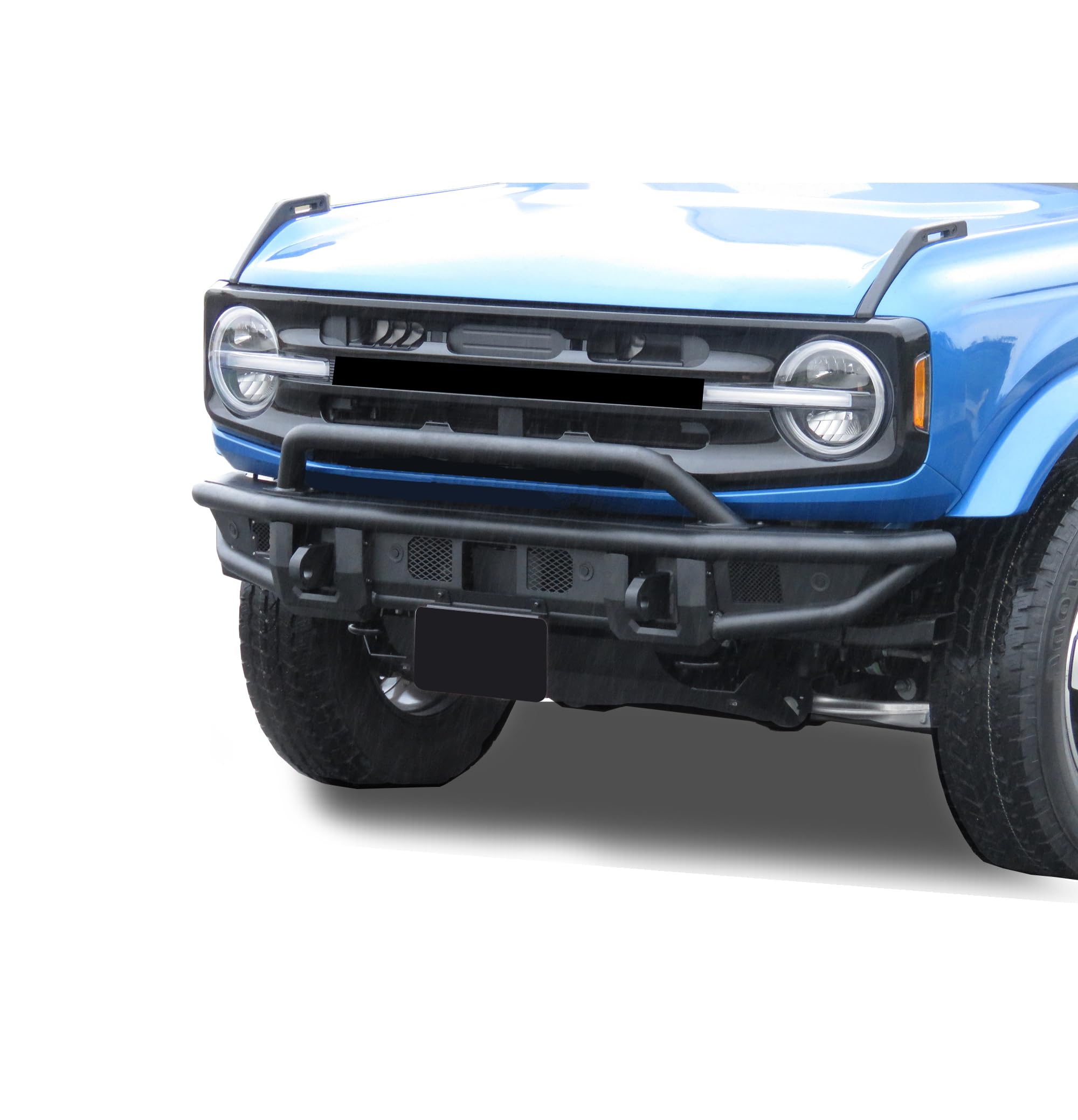 Armour Black Horse Tubular Light Duty Front Bumper Matte Black Compatible with 2021-2024 Ford Bronco-AFB-FB22LD