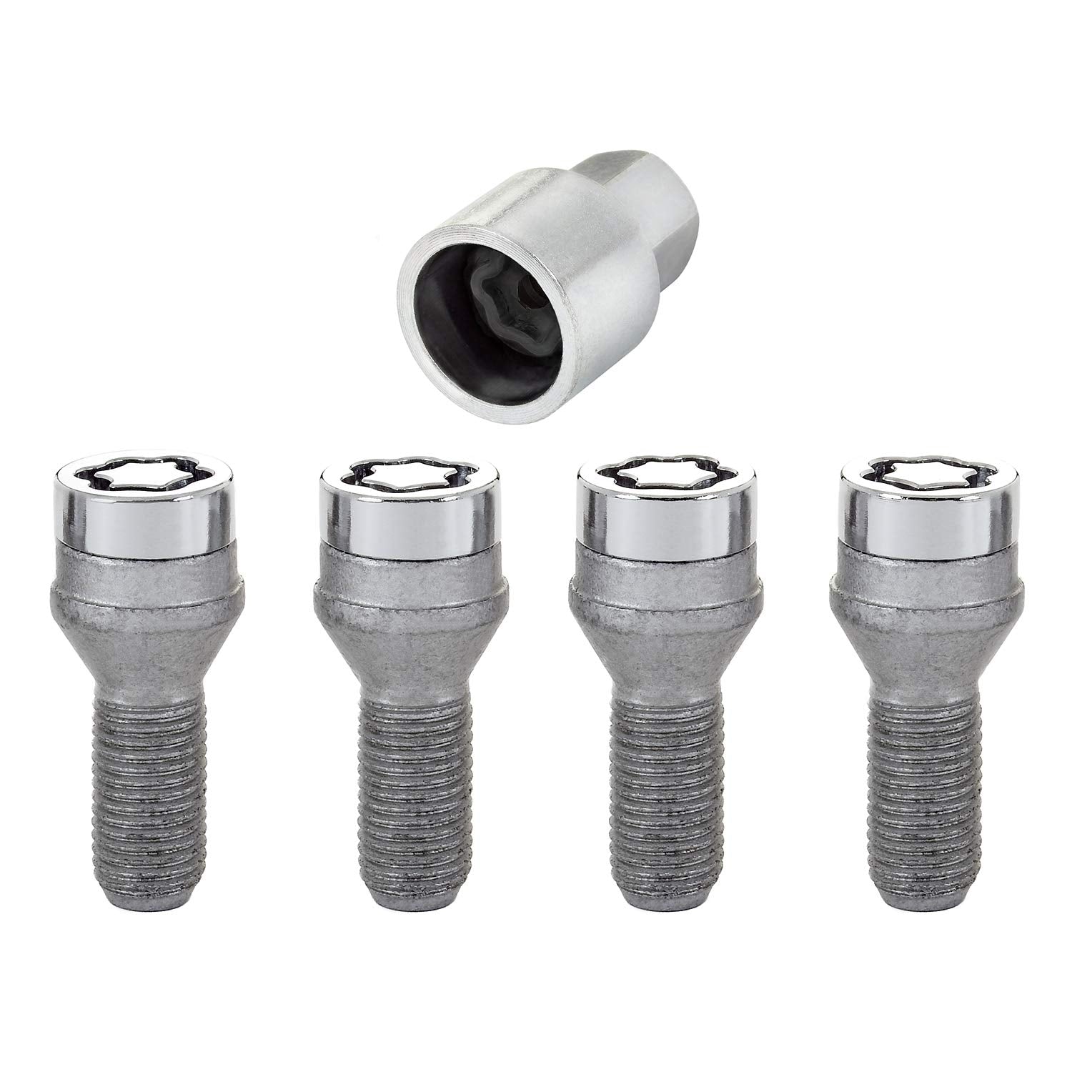 Chrome Bolt Style MCGARD 27222 Cone Seat Wheel Locks (M14 x 1.5) - Set of 4