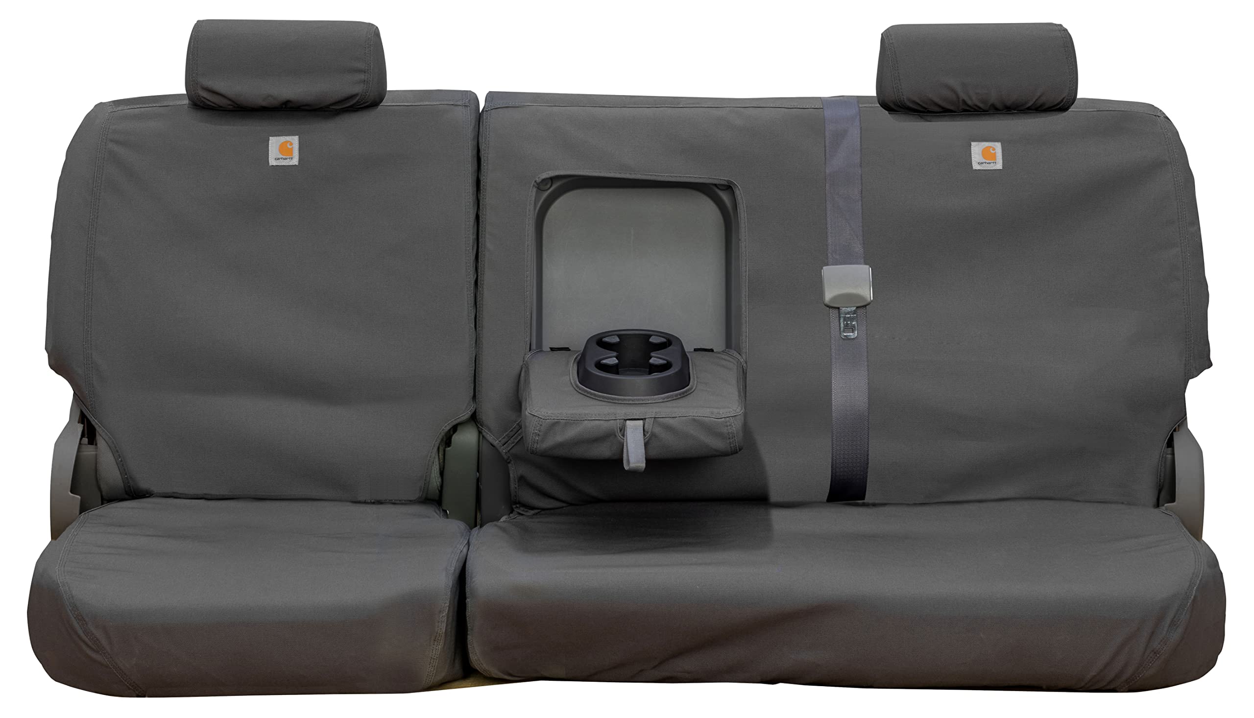 Covercraft Custom Carhartt SeatSaver Seat Covers | Fits 2007-2013 Chevrolet Silverado/GMC Sierra 1500 & 2007-2014 2500/3500 Crew Cab | 2nd Row 60/40 Bench Seat, Duck Weave Gravel