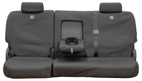 Covercraft Custom Carhartt SeatSaver Seat Covers | Fits 2007-2013 Chevrolet Silverado/GMC Sierra 1500 & 2007-2014 2500/3500 Crew Cab | 2nd Row 60/40 Bench Seat, Duck Weave Gravel