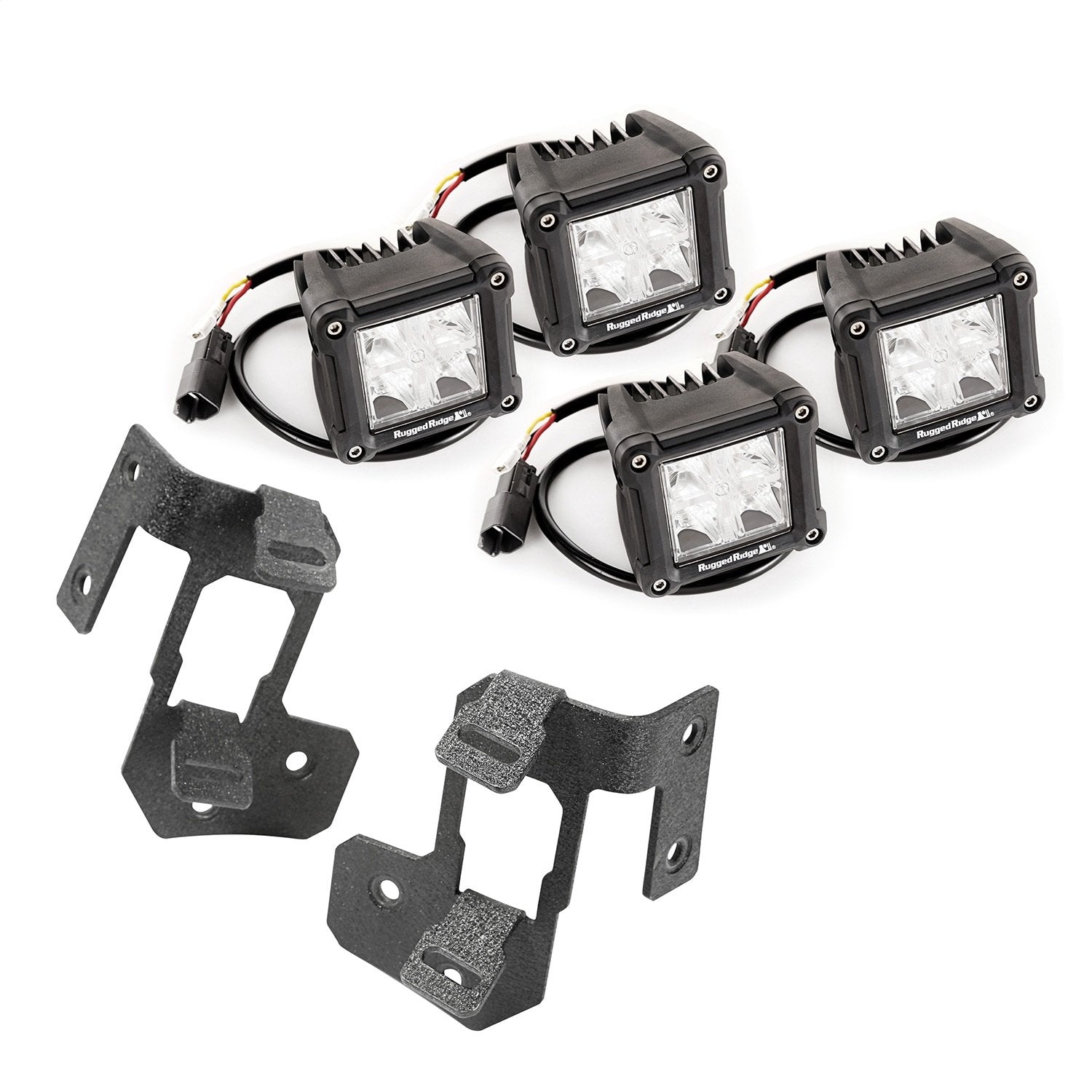 Light Kit, A-Pillar Mounted, Rugged Ridge, Dual Beam, Square | 11232.19 | Fits 2007-2018 Jeep Wrangler JK