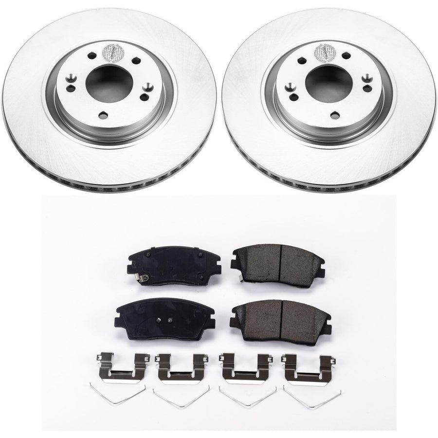 Power Stop Coated Brake Rotor CRK7343 and Ceramic Brake Pads- Front For Kia Sportage 2017-2022 [Model Specific]