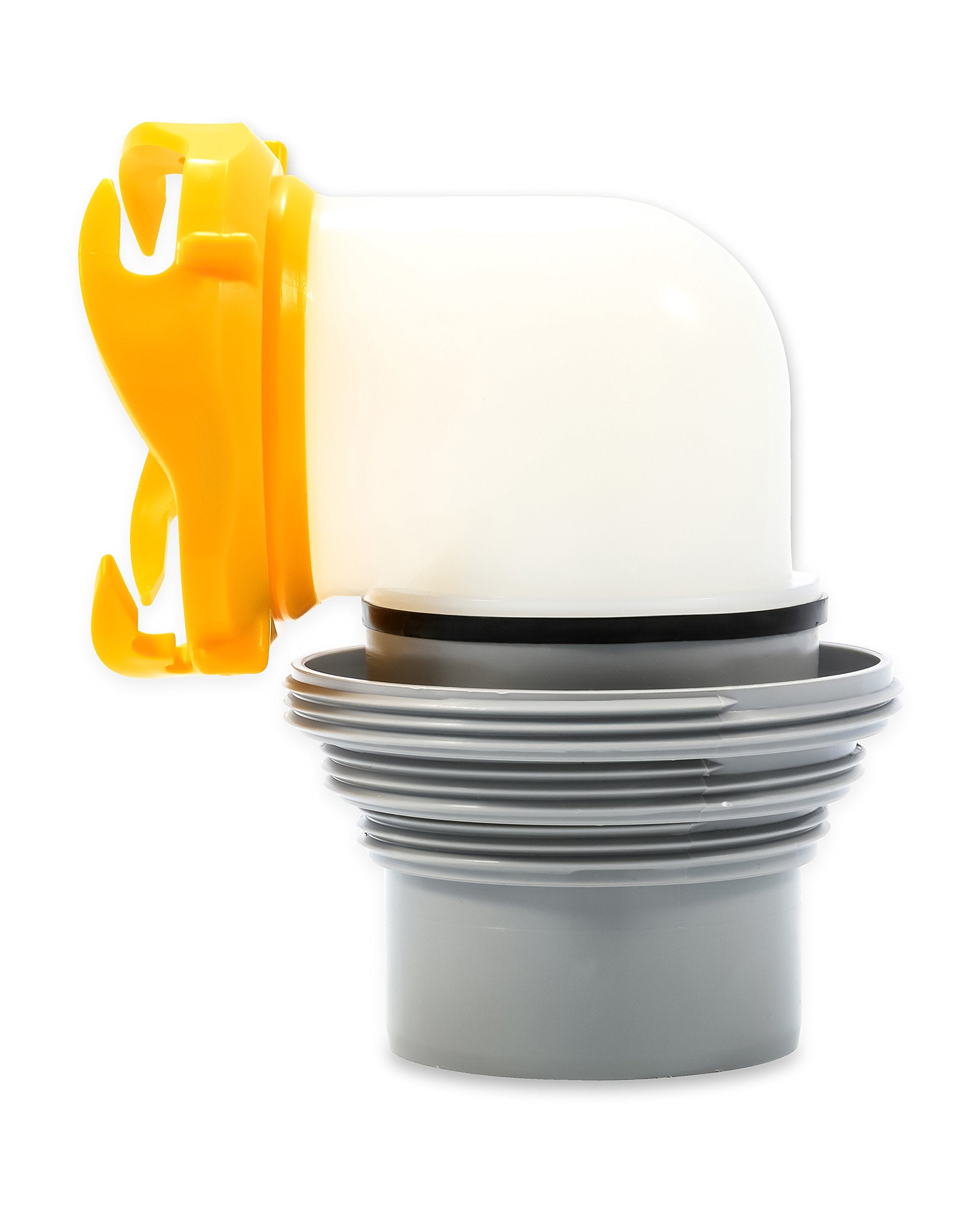 Camco RV Sewer Hose Bayonet Elbow Revolution | Features a Built-In Gasket for an Odor-Tight Connection, a 360-Degree Swivel for Easy Install, and Includes a 4-in-1 Adapter (39471)