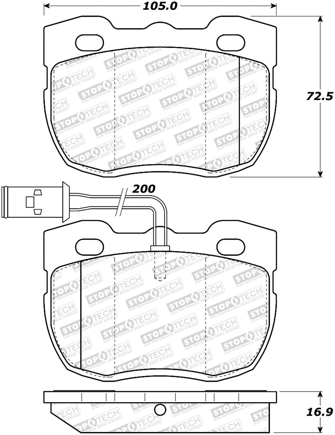 Front StopTech 308.05201 Brake Pads with Shims Street