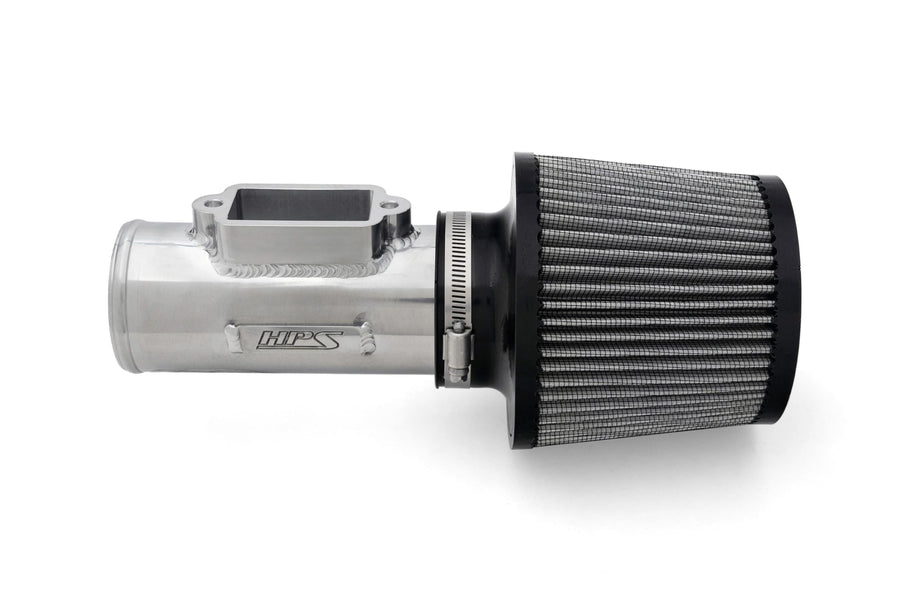 HPS 3" Polished Aluminum MAF Sensor Housing with HPS-4276 Cone Air Filter Compatible for Lexus Toyota 2JZ 1MZ 1UZ Engine, MAFT-1602
