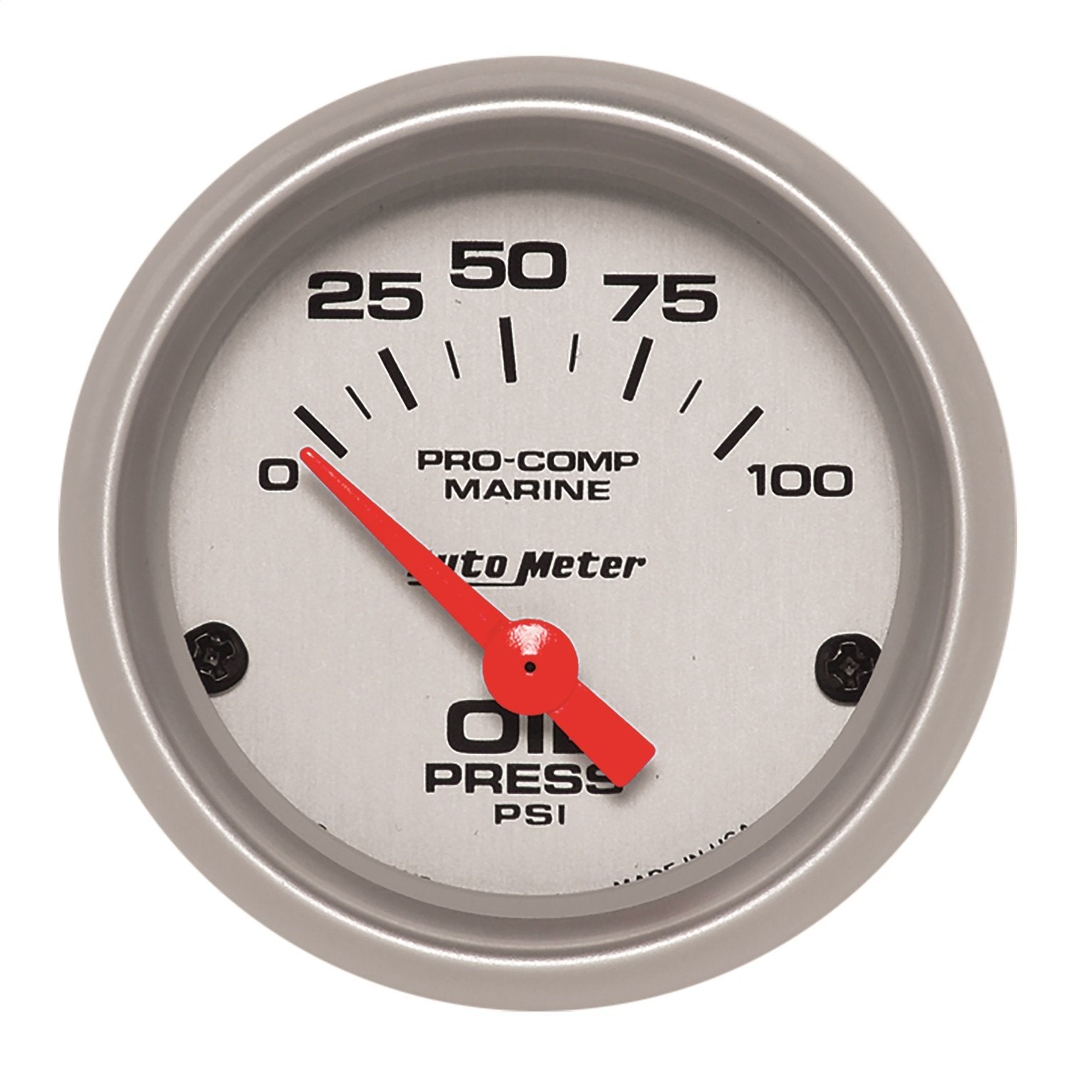 Gauge AutoMeter 200758-33 Oil Pressure (Marine Silver Ultra-Lite 2 1/16", 100Psi, Electric, Marine Silver)