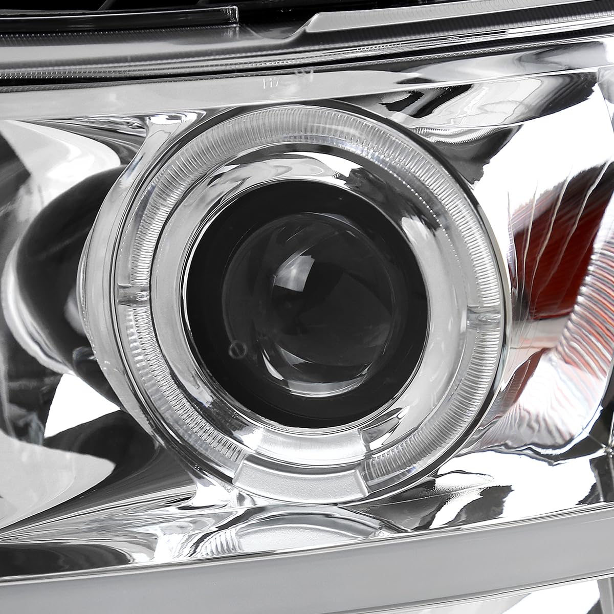 Dual Halo Projector Headlights SPEC-D TUNING Chrome Compatible with 2007-2013 Chevy Silverado 1500, 2007-2014 Silverado 2500 3500, Left + Right Pair Headlamps Assembly