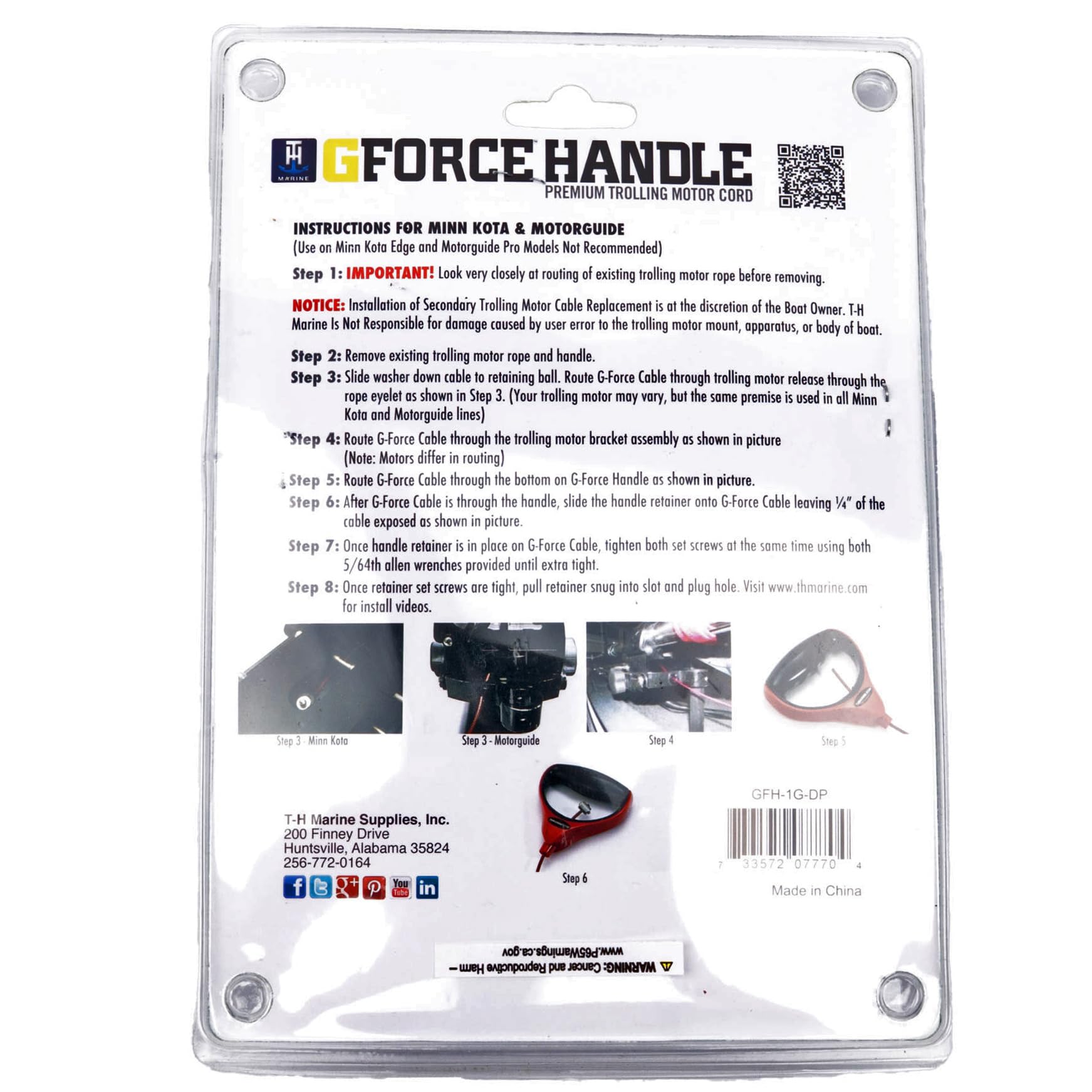 Heavy-Duty Trolling Motor Replacement T-H Marine G-Force Handle with Cushioned Grip, Reliable Lift and Release System, Durable Nylon Jacketed Cable for Serious Anglers - Black