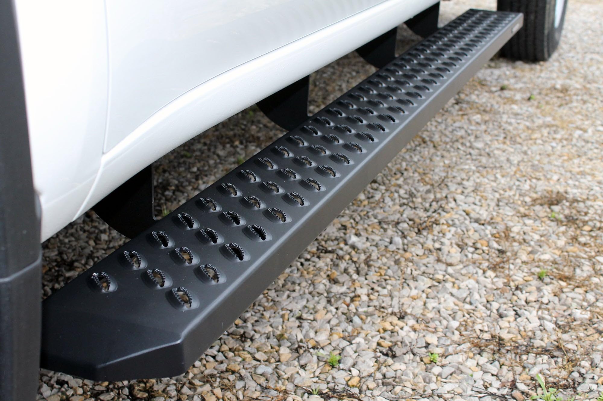 Raptor Series Running Boards 6.5in Wide Sawtooth Grip Black Aluminum Compatible with Crew Cab 2019-2026 Silverado Sierra 1500 and 2020-2026 2500/3500 HD