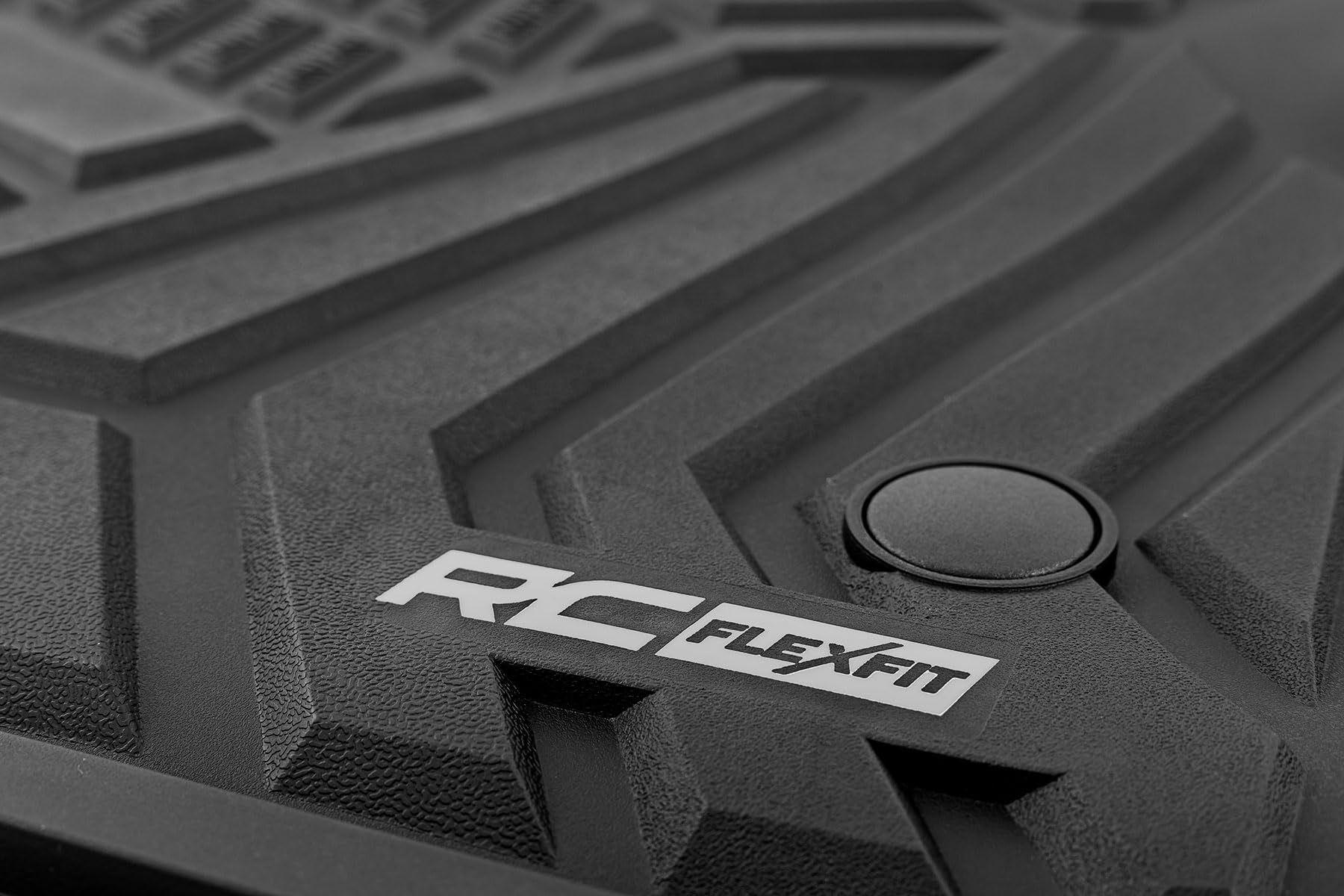 Flex-Fit Rough Country Front Floor Mats for Ford F-250/F-350 Super Duty (2017-2025) Crew Cab - Custom All-Weather Non-Slip TPE Liners w/Spill Saver Lip