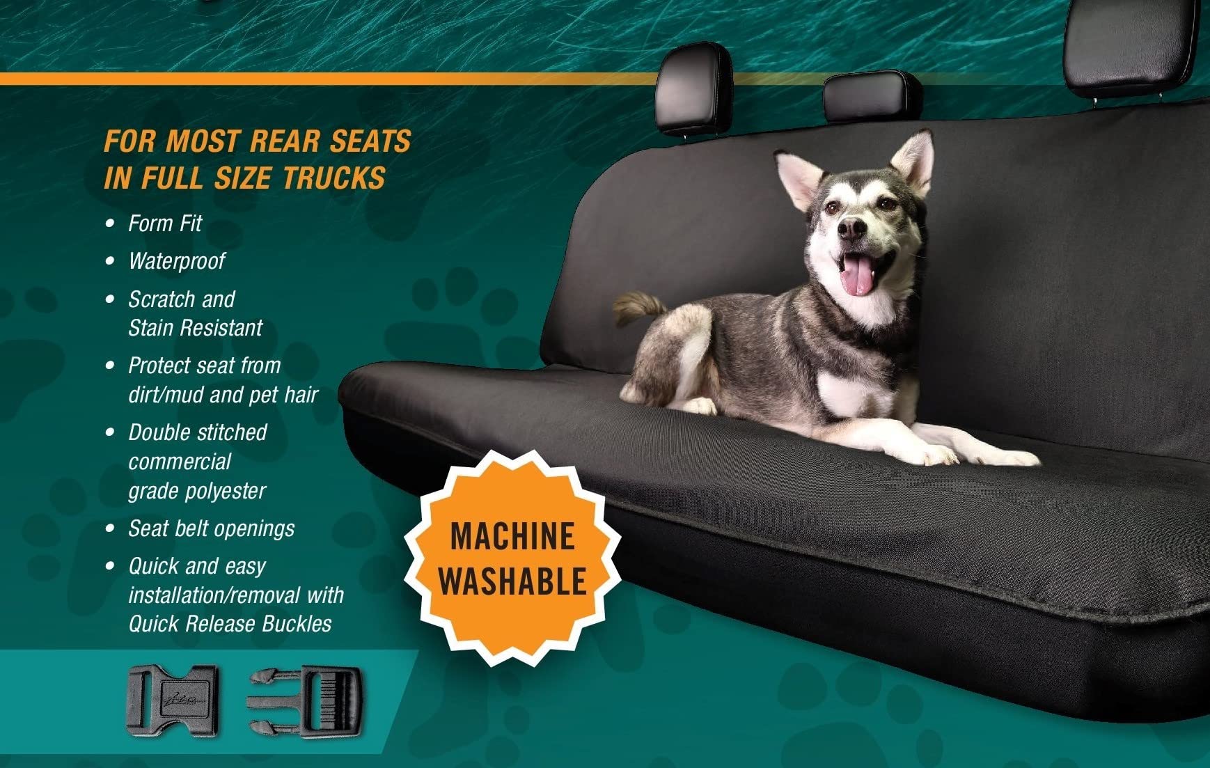 Fia Sem-Custom Fit PC701 Rear Seat Pet Cover - Polyester (Black)