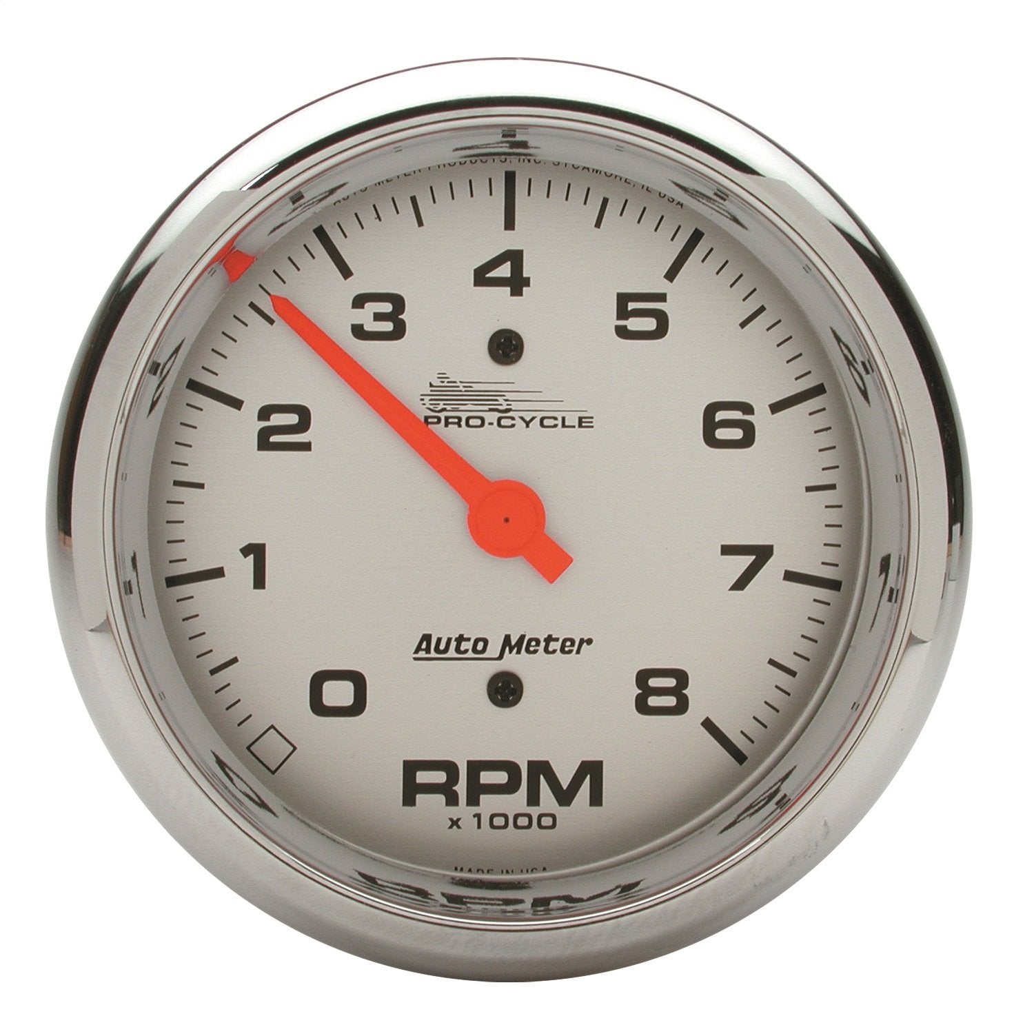 Tach, AutoMeter Gauge, 3 3/4", 8K RPM, 2&4 Cylinder, Silver, Pro-Cycle (19302)