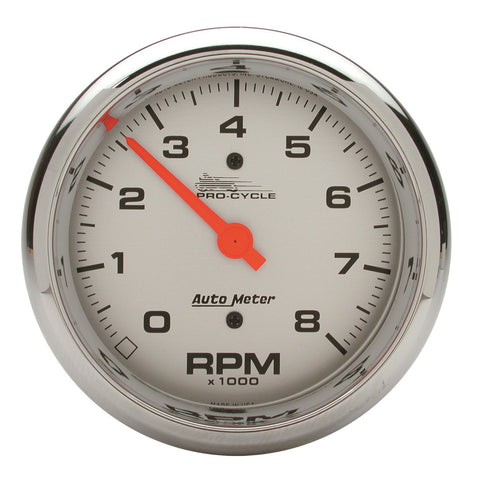 Tach, AutoMeter Gauge, 3 3/4", 8K RPM, 2&4 Cylinder, Silver, Pro-Cycle (19302)