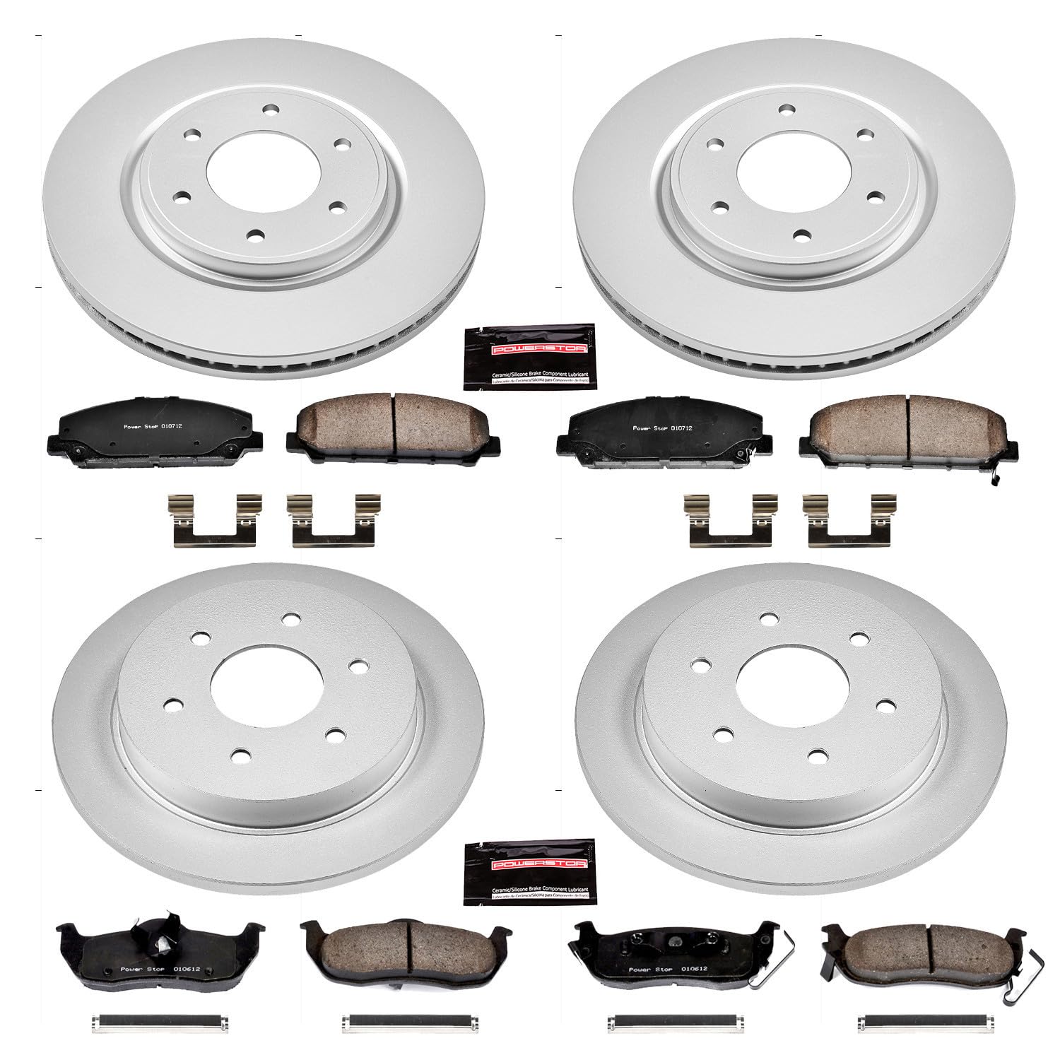 Power Stop CRK2805 Brake Rotor & Coated Ceramic Brake Pads- front & rear For INFINITI QX56 2008-2010, Nissan Armada 2007-2011, Nissan TITAN 2008-2010 [Model Specific]